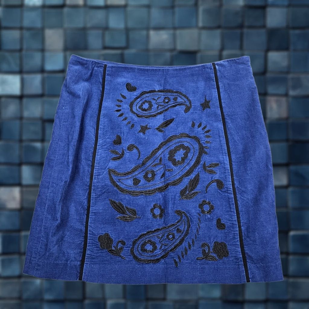 Boden Boden A-Line Paisley admiral blue Women's mini skirt Size 10 Size 32" / US 10 / IT 46 - 1 Thumbnail