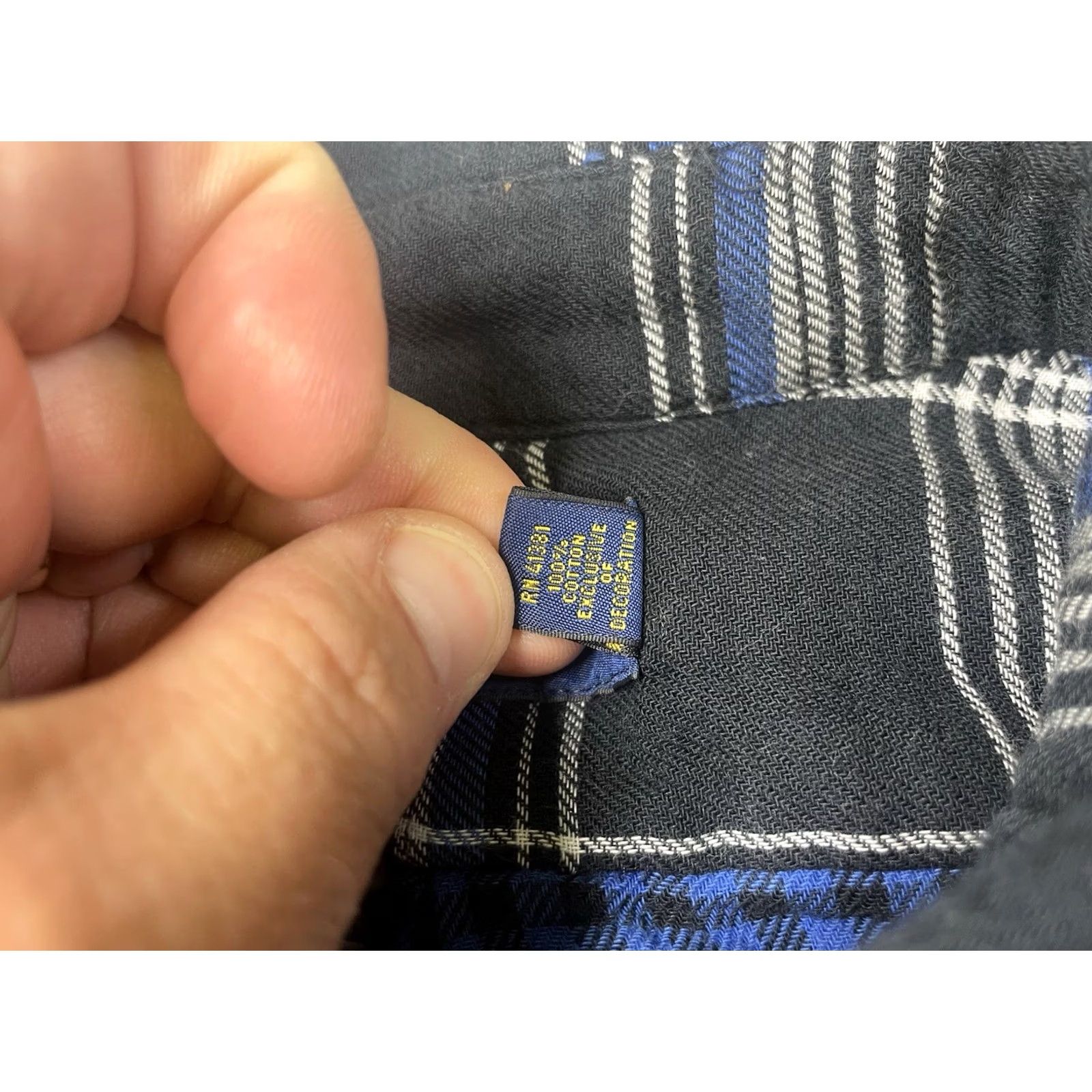 Ralph Lauren POLO RALPH LAUREN Mens Large Sport Shirt Blue Black COTTON DOUBLE FACED PLAID Size US L / EU 52-54 / 3 - 5 Thumbnail