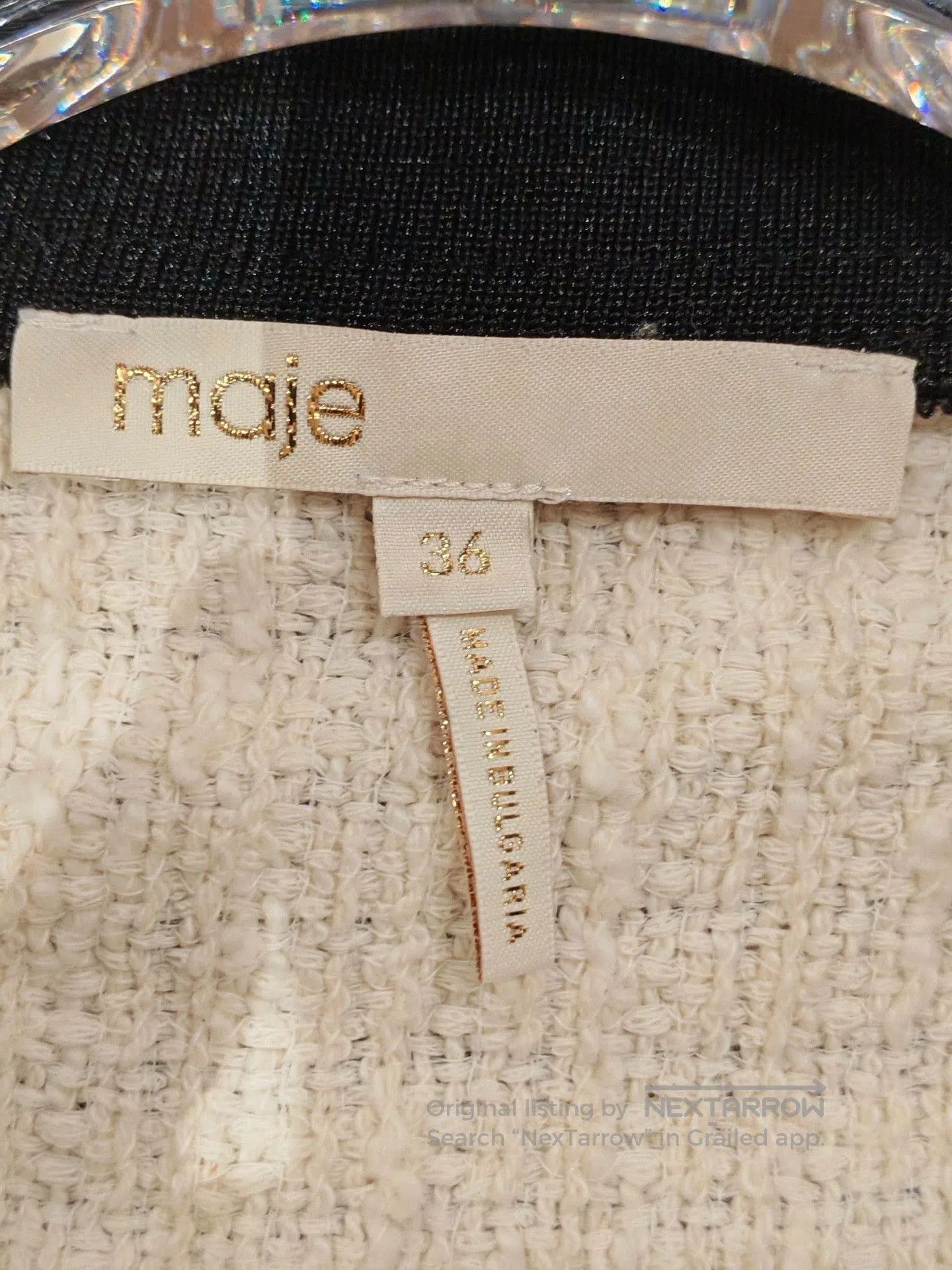 Maje Maje Cream Tweed Style Cardigan. Size M / US 6-8 / IT 42-44 - 6 Thumbnail