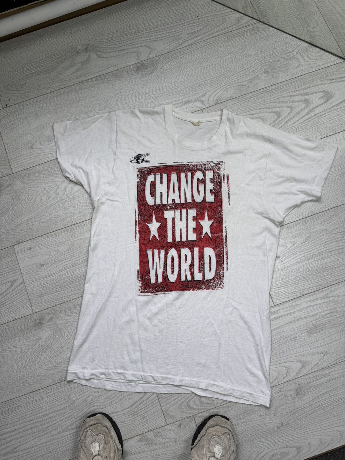 Signal Sport × Vintage 1988 SPORT AID STATUS QUO I CHANGED THE WORLD T-SHIRT (L) Size US XL / EU 56 / 4 - 3 Thumbnail