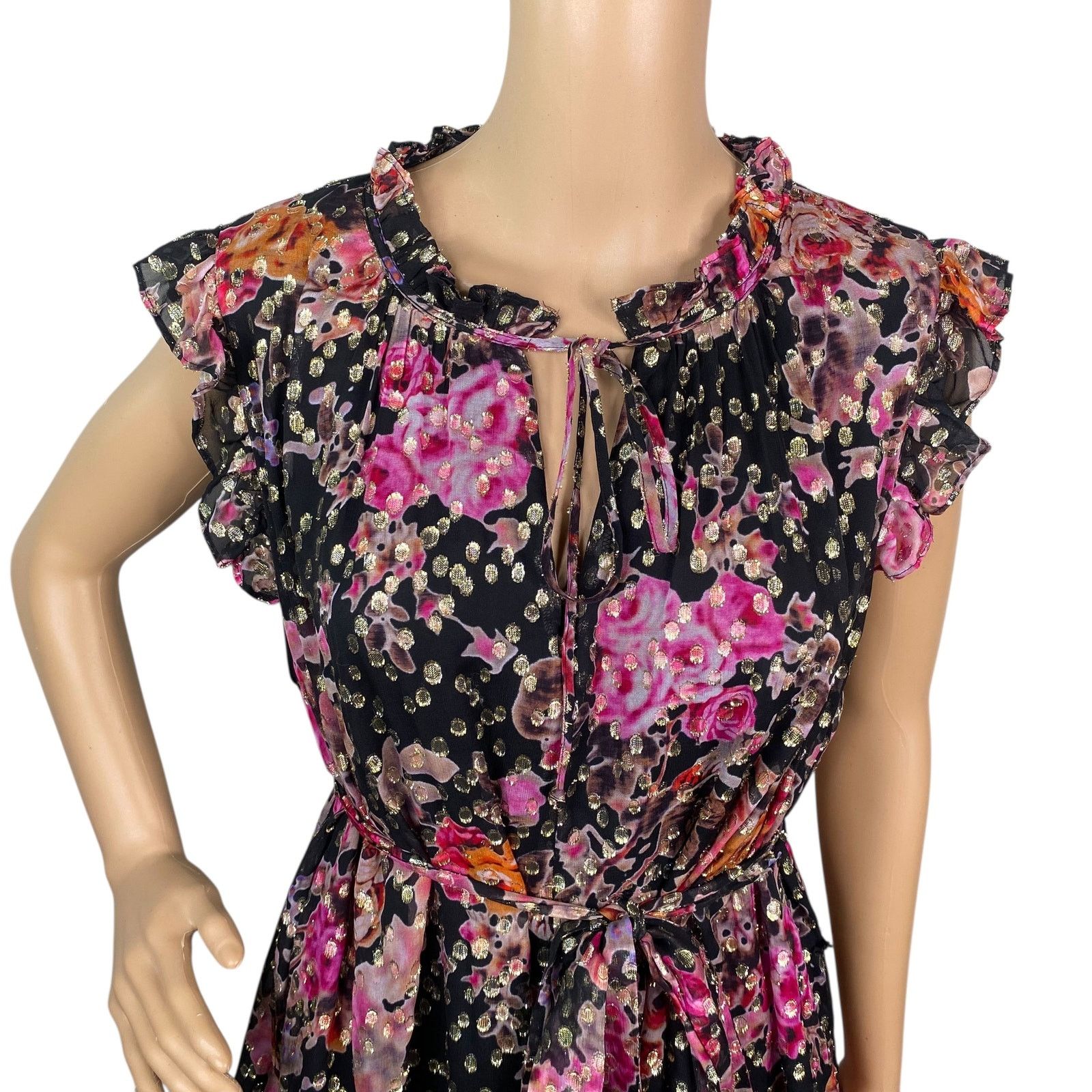 KOBI HALPERIN Kobi Halperin $648 Brook Black Gold Floral Mini Dress SZ XL Size XL / US 12-14 / IT 48-50 - 8 Thumbnail
