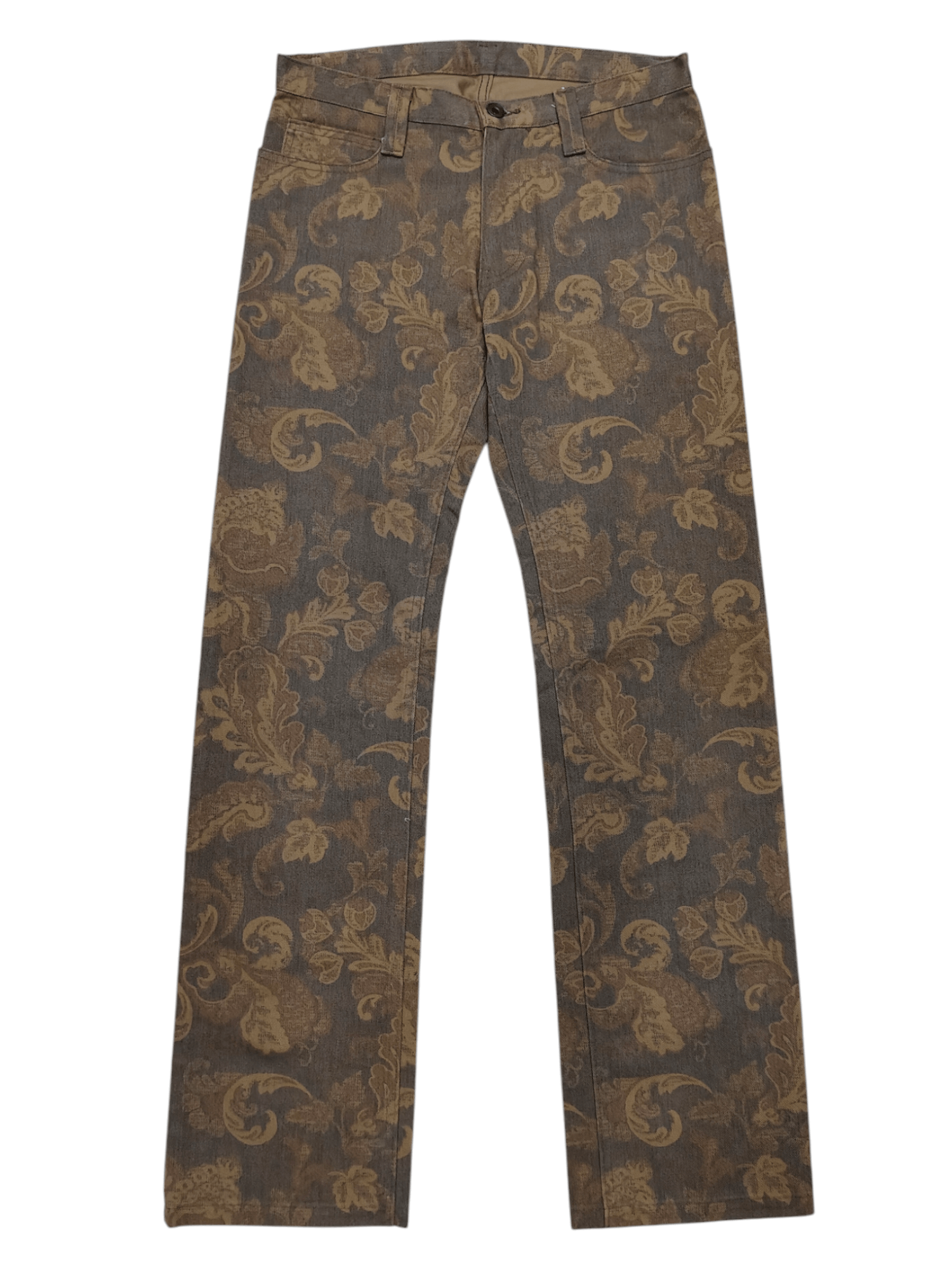 Roar 00s ROAR 🇯🇵 Dark Baroque Pattern Paisley Jacquard Jeans Size US 29 - 1 Thumbnail