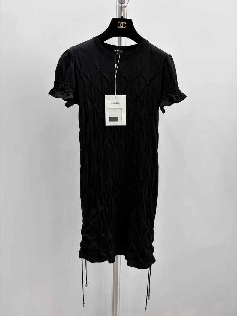 Chanel Chanel Black drawstring pleated T-shirt short-sleeved dres Size XS / US 0-2 / IT 36-38 - 1 Thumbnail