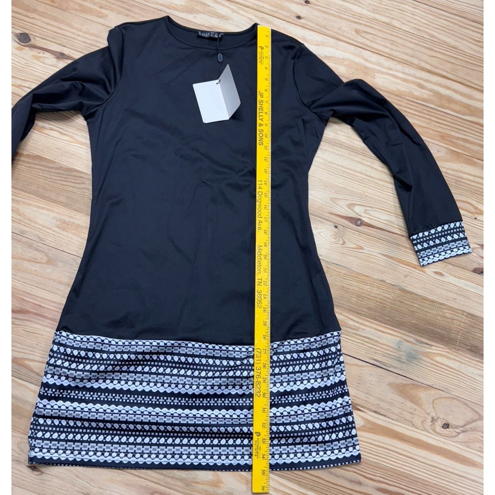 Other C.O.Z.Y Black Dress White Gray Geometric Design Womens L NWT Size L / US 10 / IT 46 - 8 Thumbnail