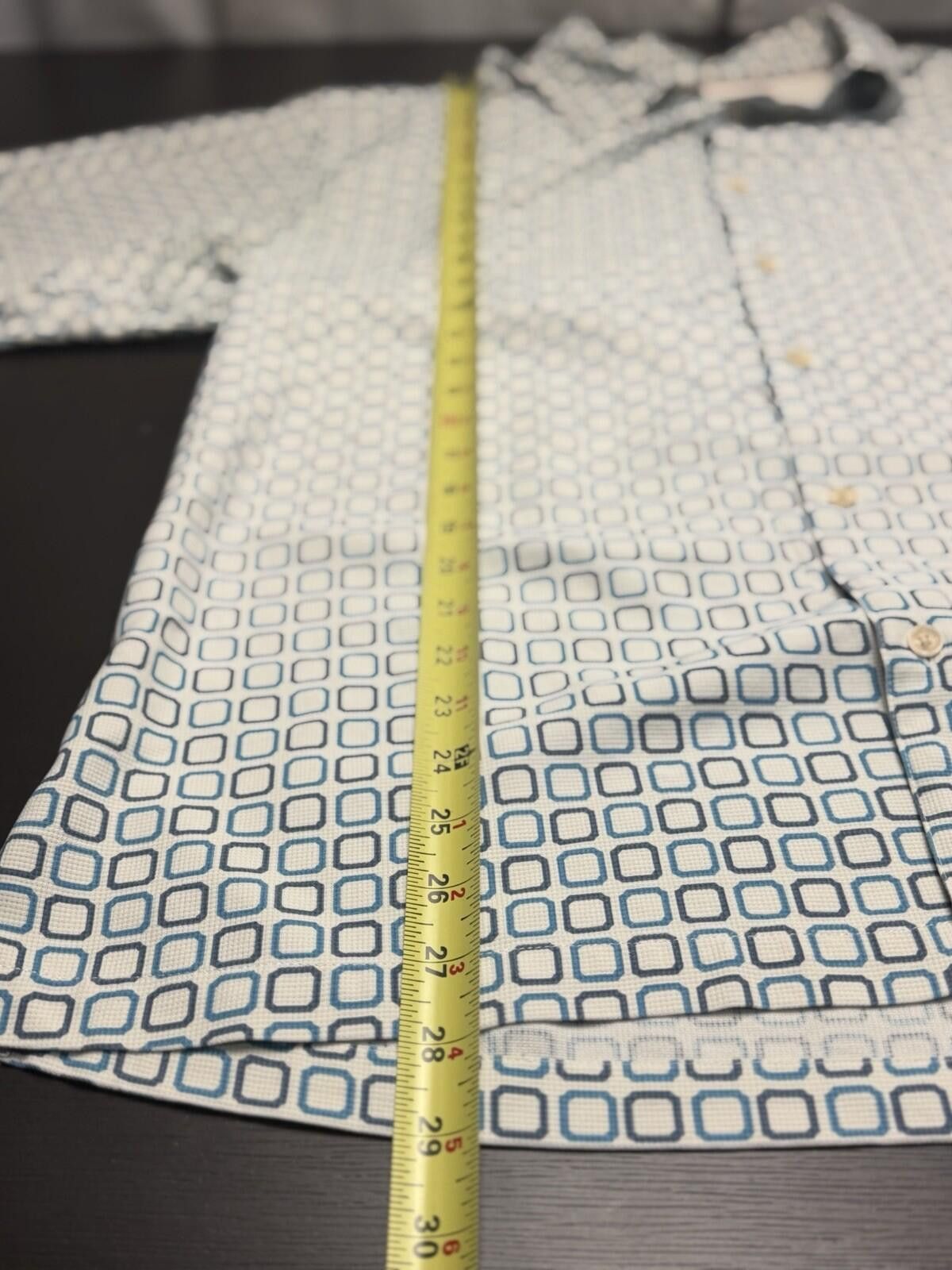 Toscano Toscano Mens XXL 100% Silk Camp Shirt Blue Geometric Button Size US XXL / EU 58 / 5 - 3 Thumbnail