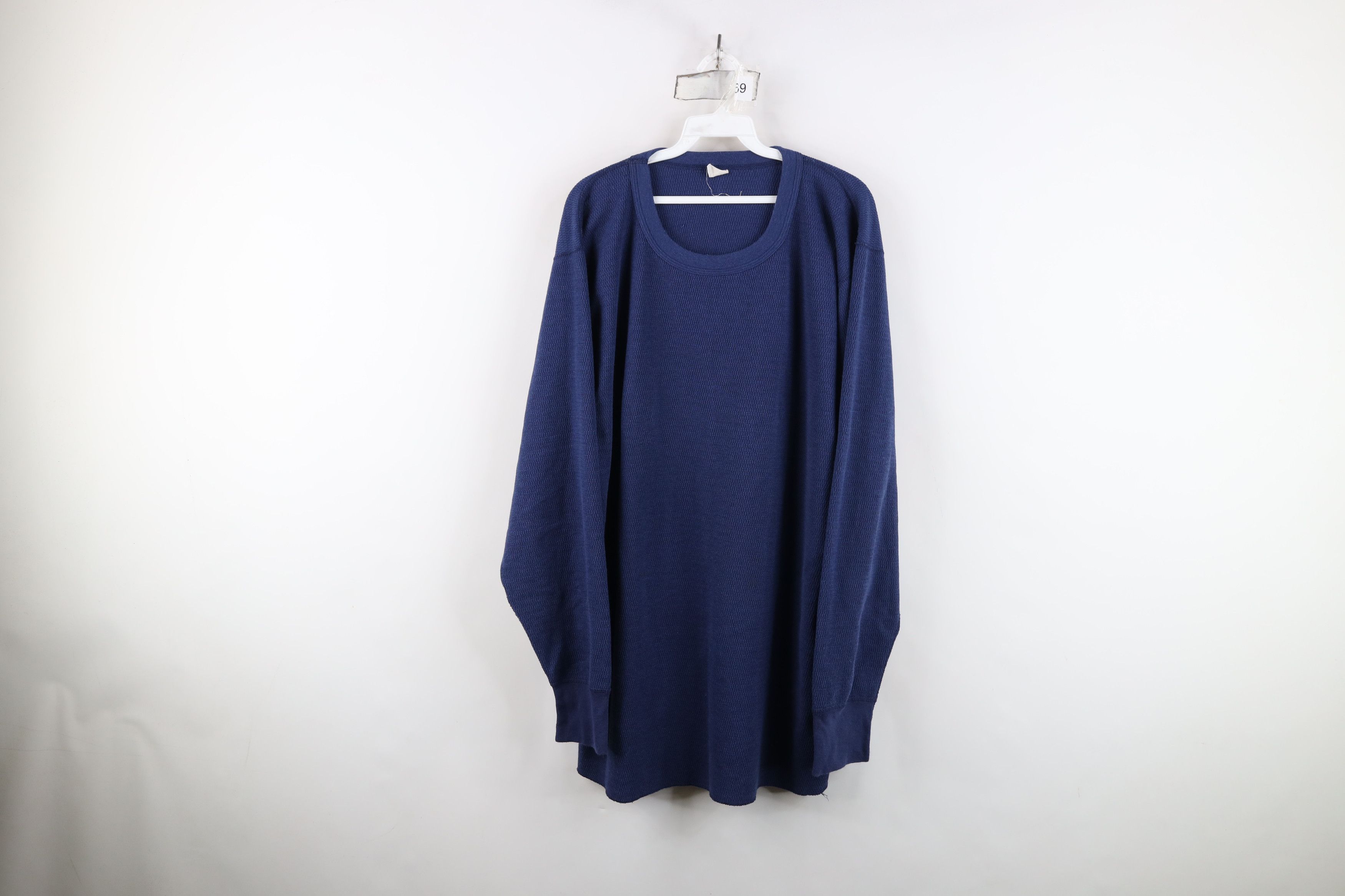 Vintage Vintage 90s Streetwear Thermal Waffle Knit T-Shirt Blue USA Size US XXL / EU 58 / 5 - 1 Thumbnail