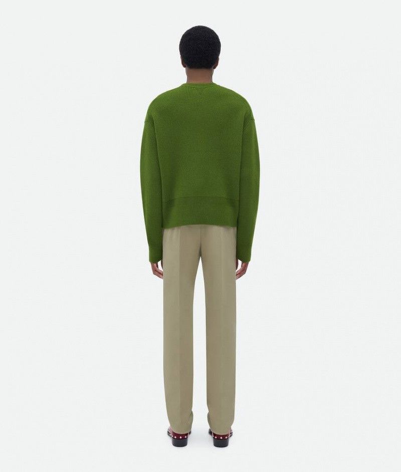 o1w1db10624 English Rib Cashmere Jumper in Green