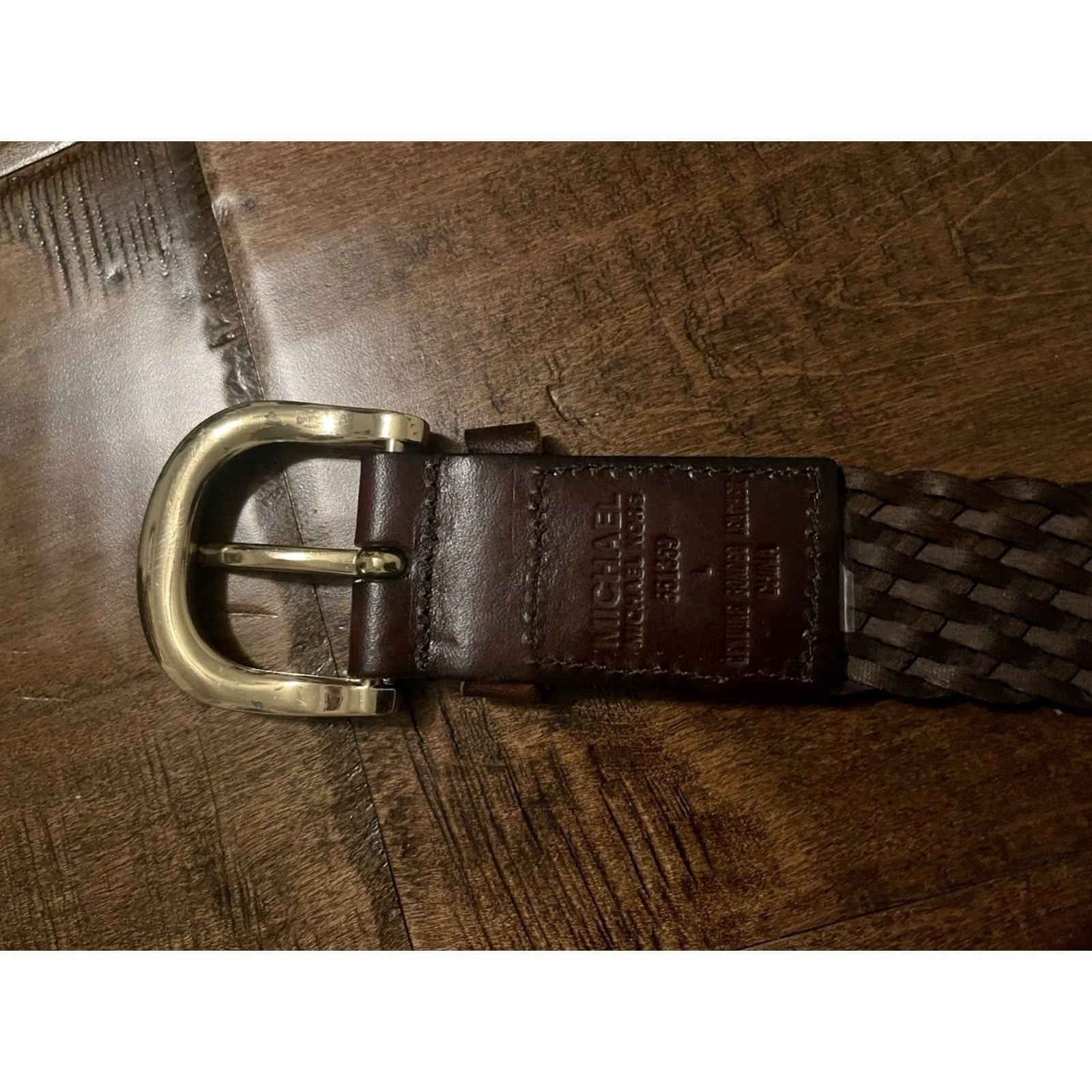 Michael Kors Michael Kors Belt Braided Leather Gold Hardware Dark Brown L Women's Size ONE SIZE - 4 Thumbnail