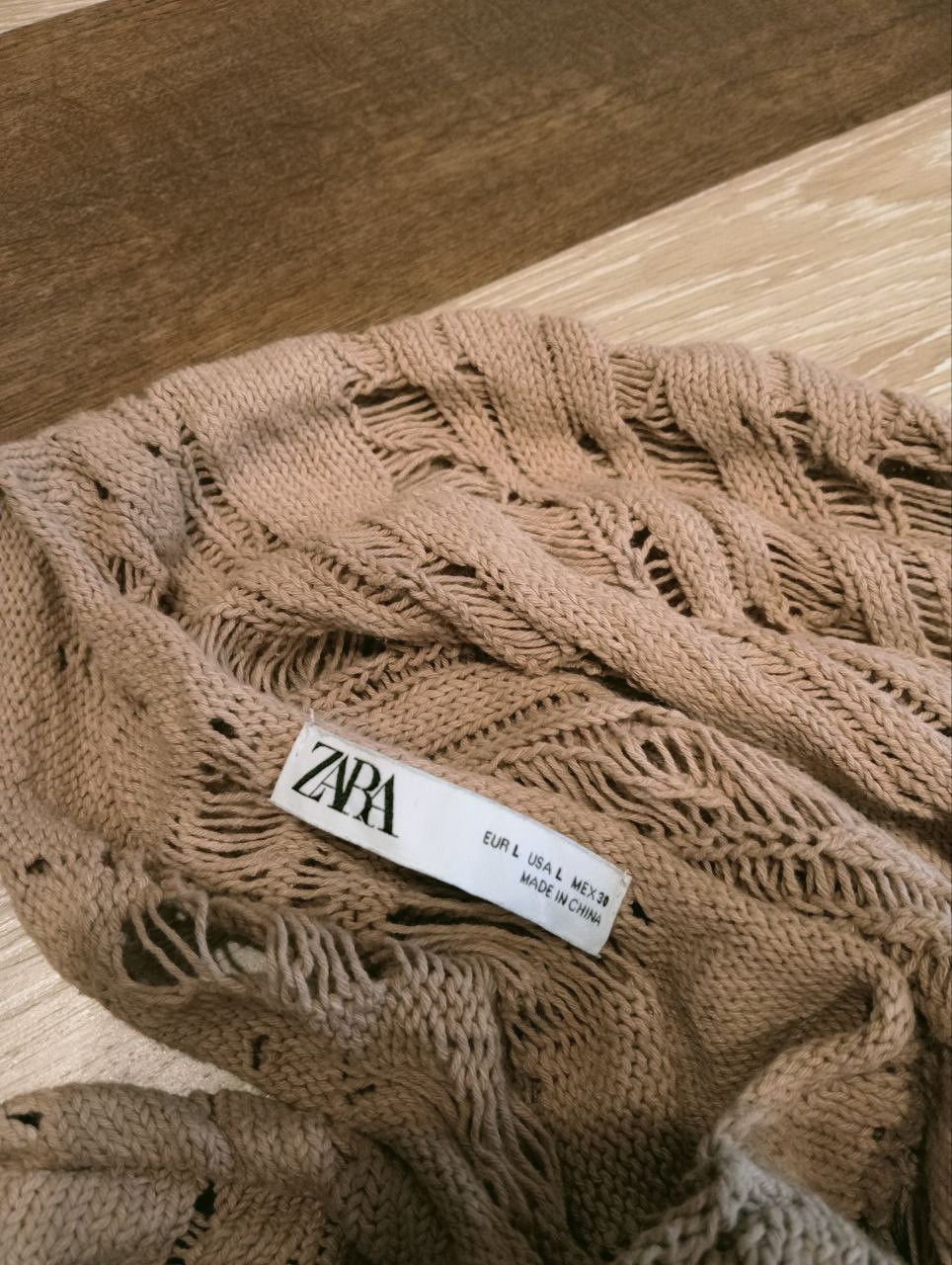 Zara ZARA SHREDDED CROPPED KNIT SWEATER Size L / US 10 / IT 46 - 4 Thumbnail