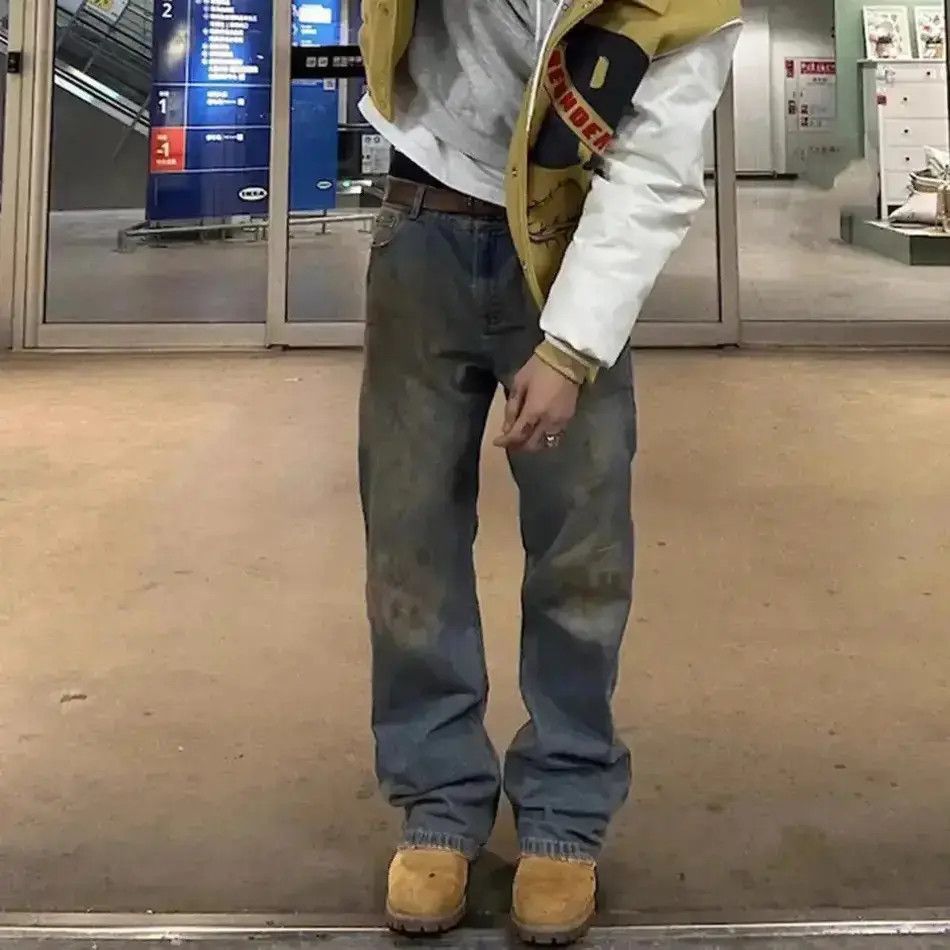 Japanese Brand Handmade Distressed Mud Dyed Dirty Baggy Blue Jeans Size US 32 / EU 48 - 1 Thumbnail
