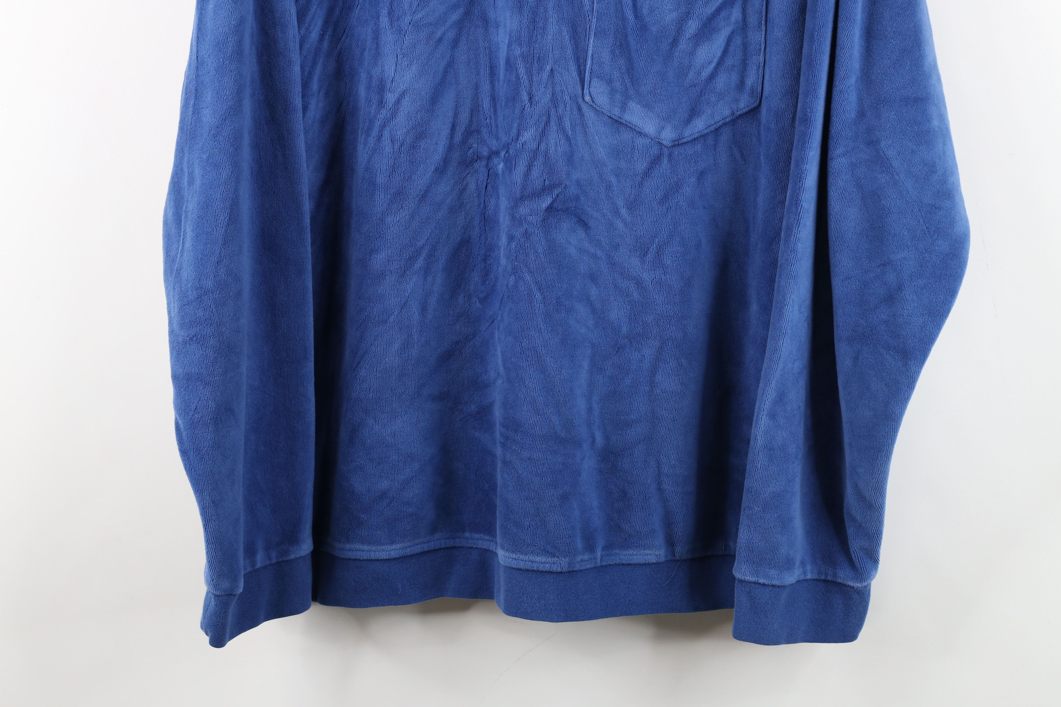 Vintage Vintage 90s Streetwear Velour Collared Pullover Sweater Blue Size US M / EU 48-50 / 2 - 3 Thumbnail