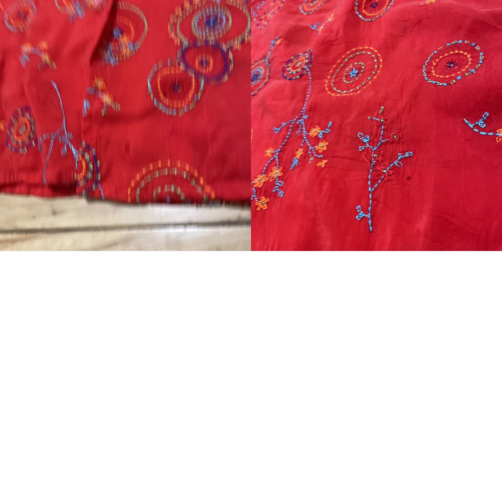 Vintage RUSS USA Top Womens XL Floral Beaded Boho Red Malibu Shirt Distress Holes Button-Up 3/4 Sleeve Cal... Size XL / US 12-14 / IT 48-50 - 11 Thumbnail