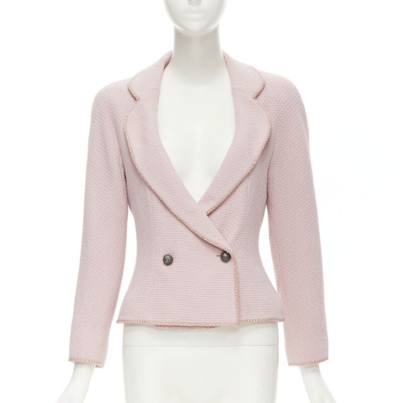 Dior CHRISTIAN DIOR 1997 Runway John Galliano pink tweed ribbon trimmed jacket FR42 L Size L / US 10 / IT 46 - 1 Thumbnail