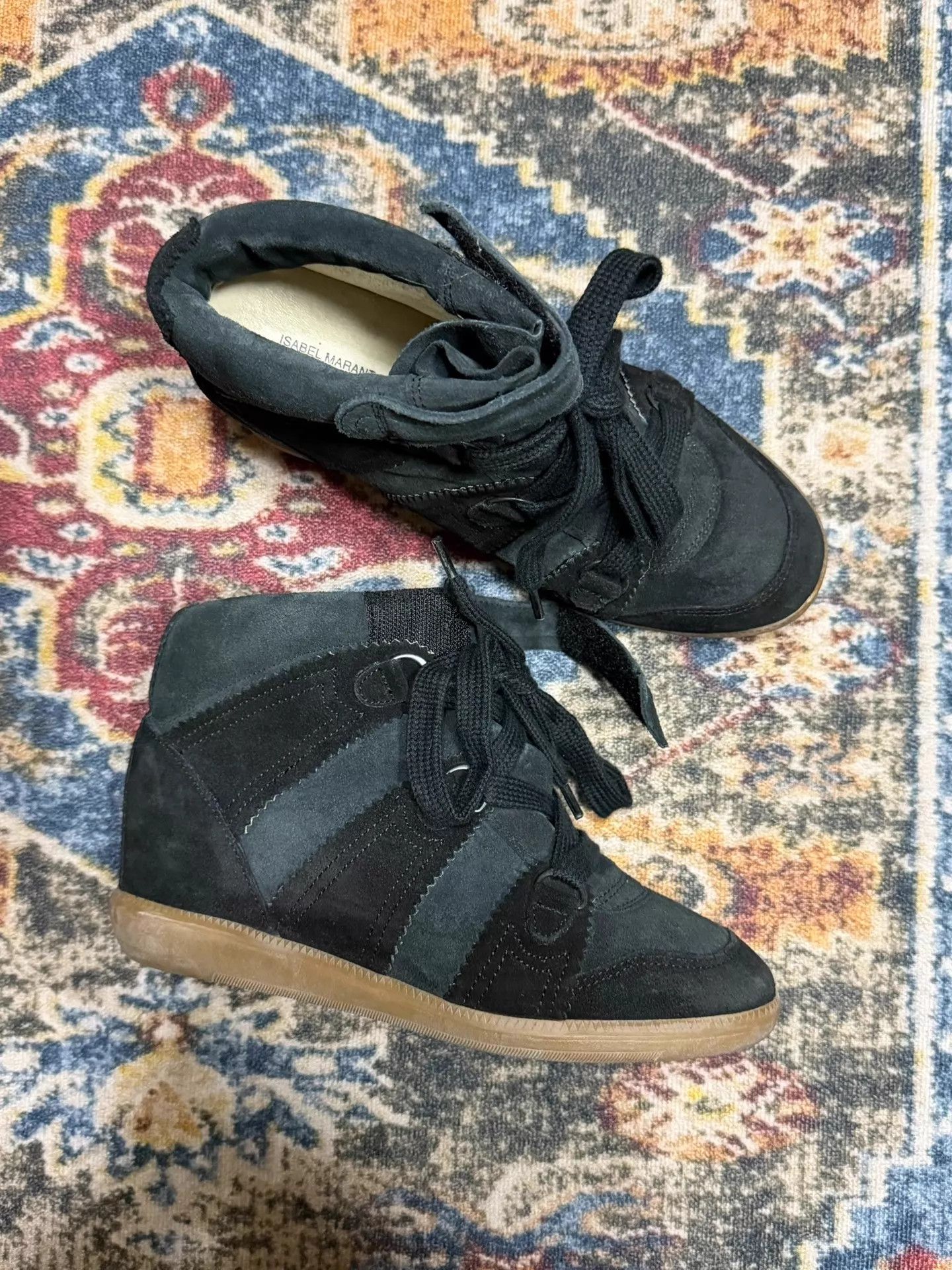 Isabel Marant Isabel Marant Black Lace-Up Platform Sneaker Size US 7.5 / IT 37.5 - 2 Thumbnail