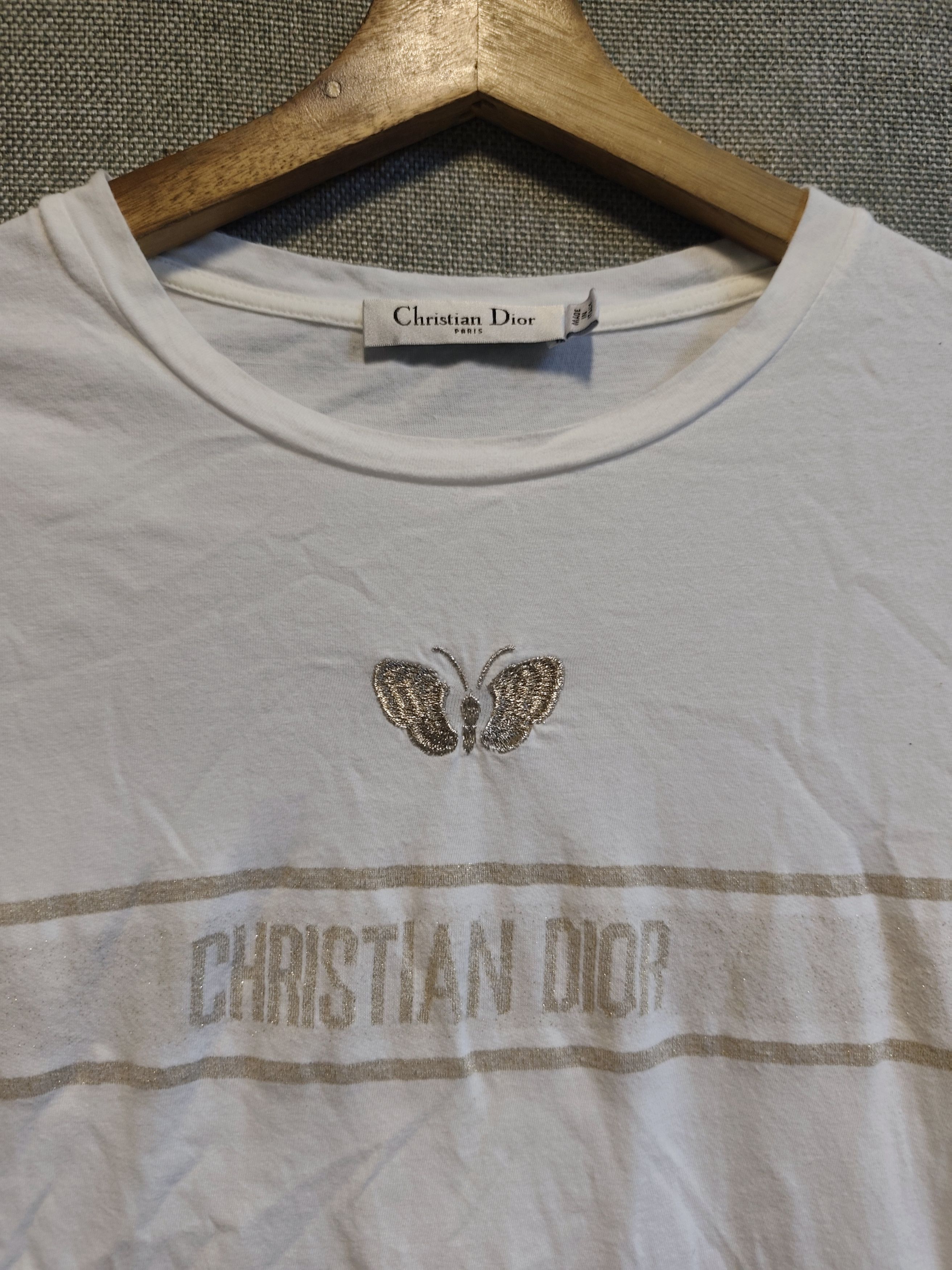 Dior Christian Dior Paris Butterfly Gold Glitter Spellout Tee Size S / US 4 / IT 40 - 4 Thumbnail
