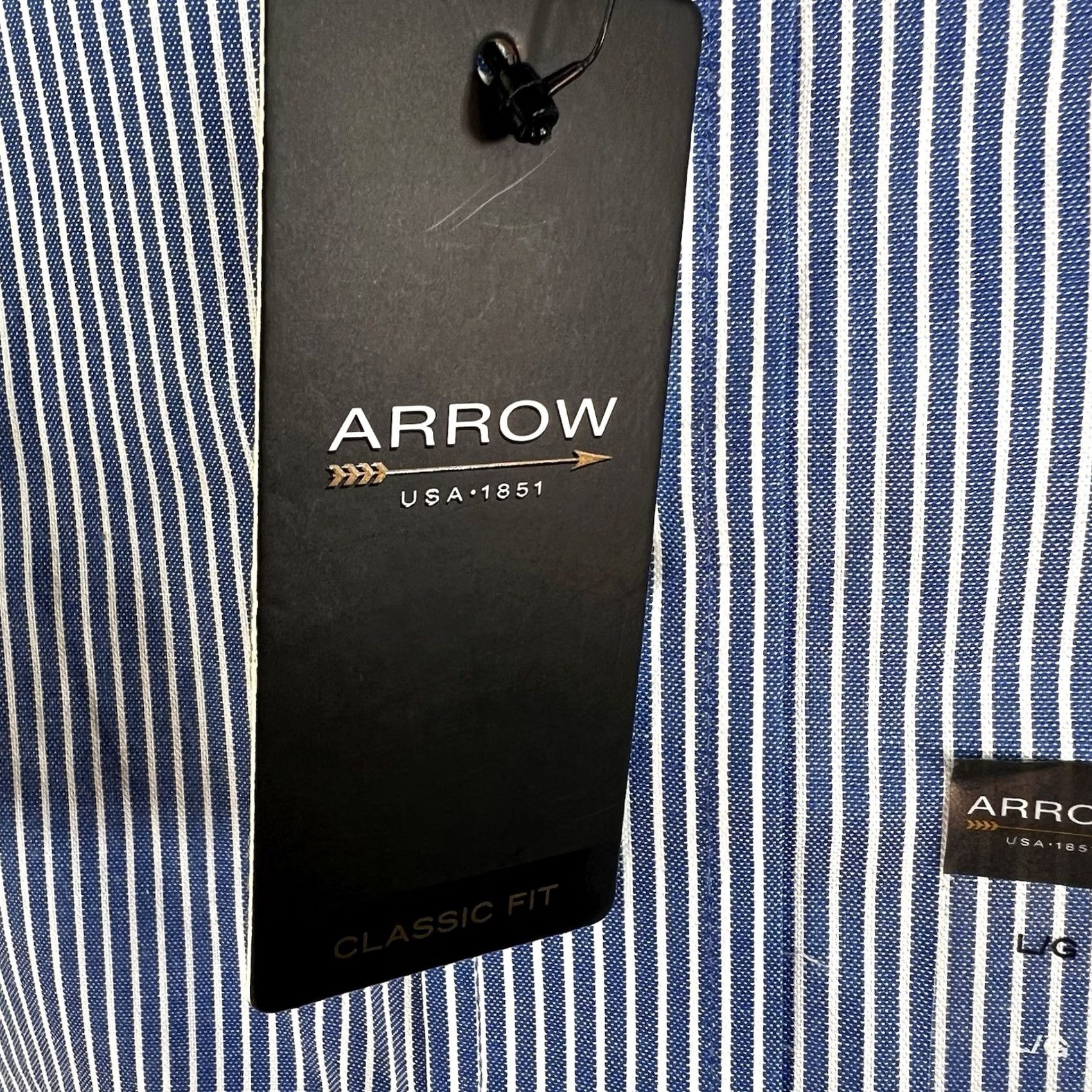 Arrow Arrow Striped Classic Fit Button-Down Shirt Mens Size 16.5 Blue Long Sleeve NWT Size US XL / EU 56 / 4 - 3 Thumbnail