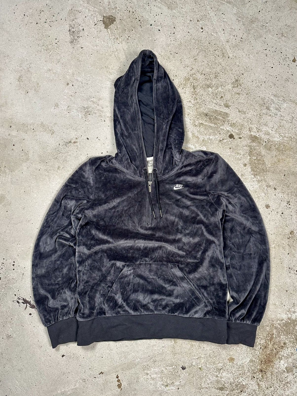 Nike Vintage Y2K Nike Velvet Half Zip Hoodie Swoosh Sweatshirt Size US S / EU 44-46 / 1 - 1 Thumbnail