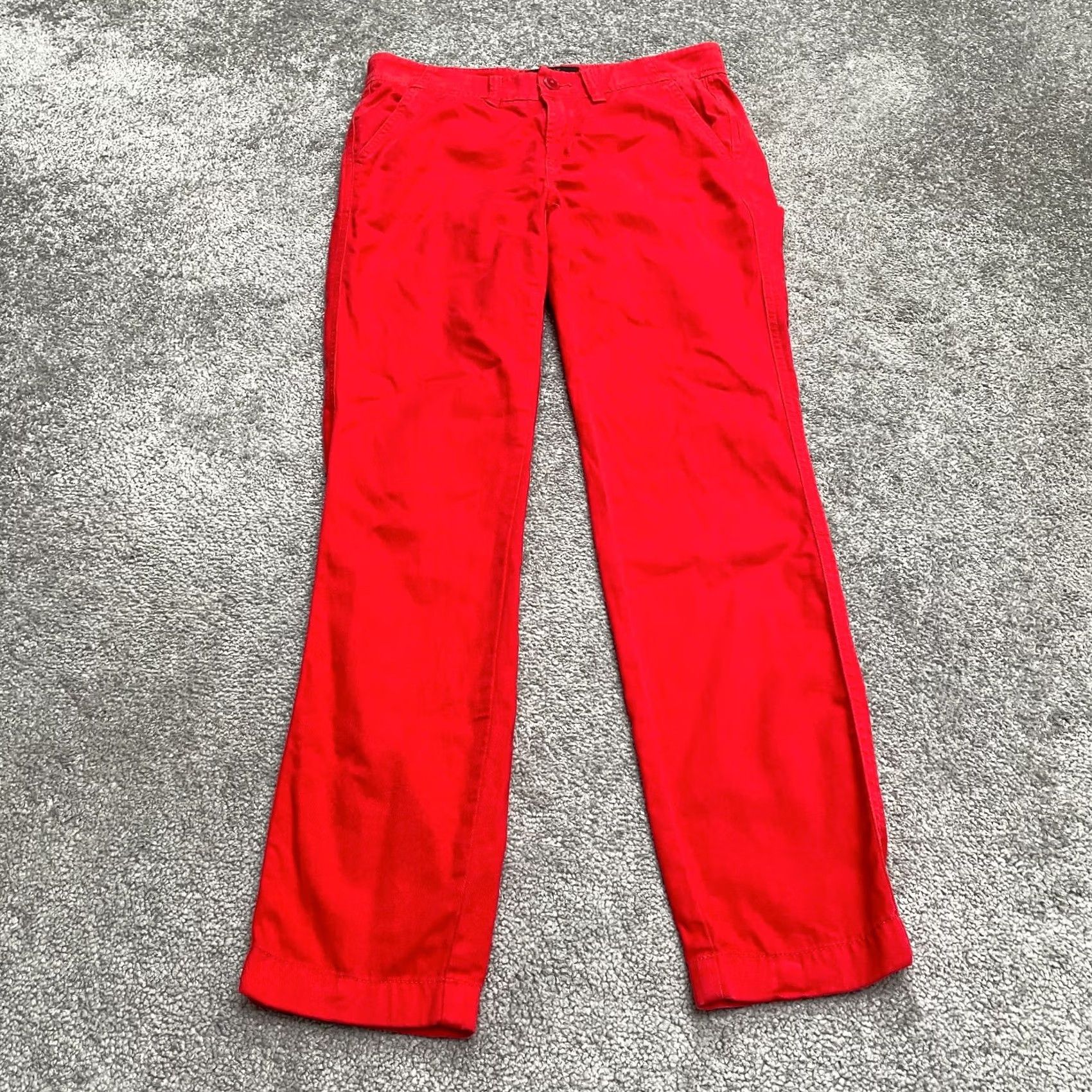 J.Crew J.CREW Chino Pants Womens 00 Solid Red Mid Rise Cotton Casual Classic Work 28x28 Size 24" / US 00 / IT 34 - 2 Thumbnail