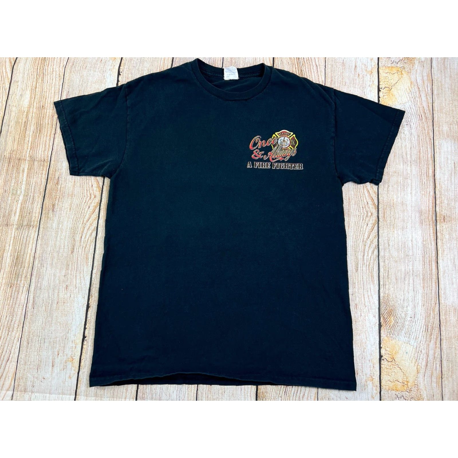 Gildan Once a Firefighter Always a Firefighter Black T-Shirt M Unisex Adults Medium Size US M / EU 48-50 / 2 - 2 Thumbnail