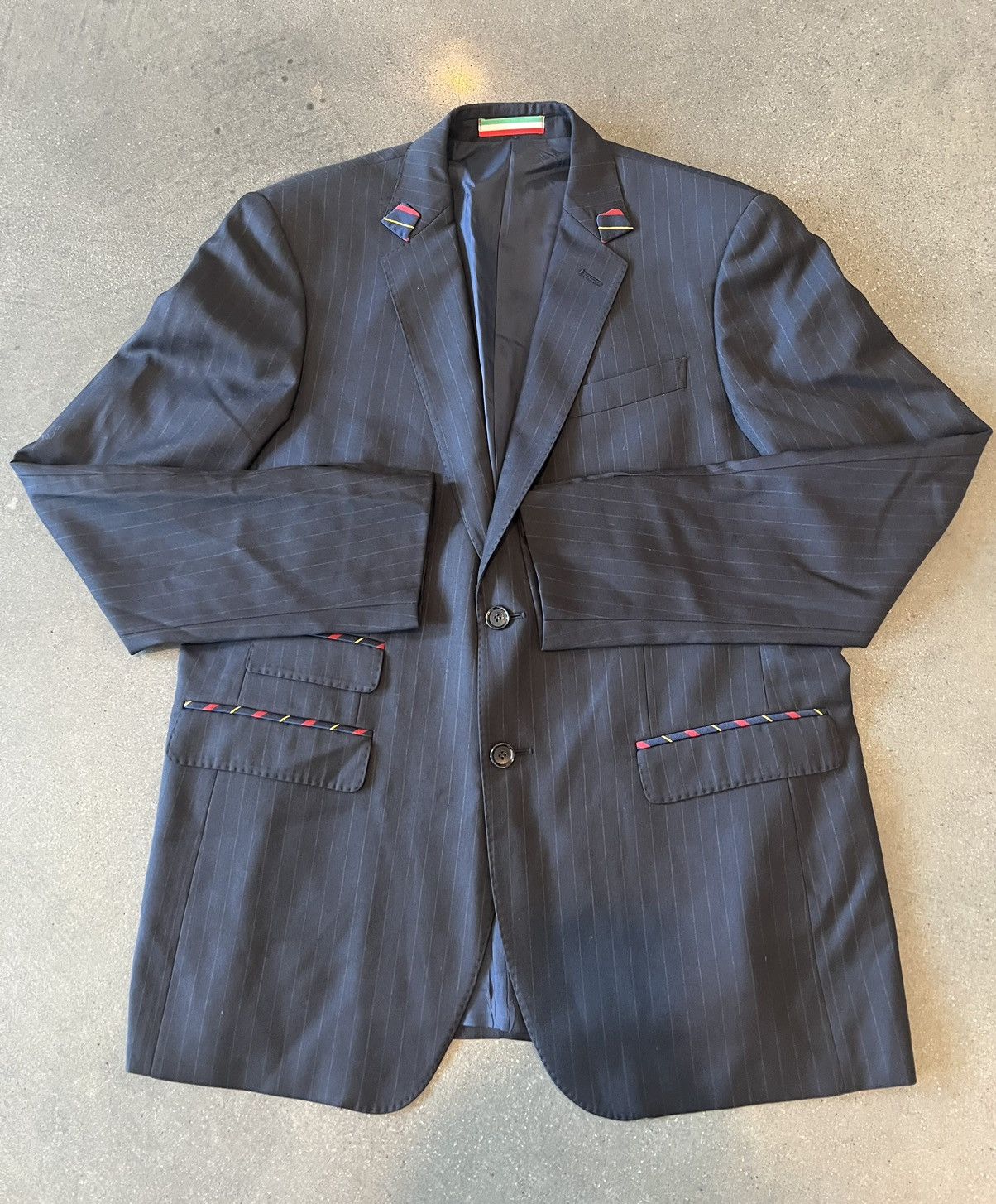 image of Moschino Pinstriped Blazer in Navy, Men's (Size 54R)