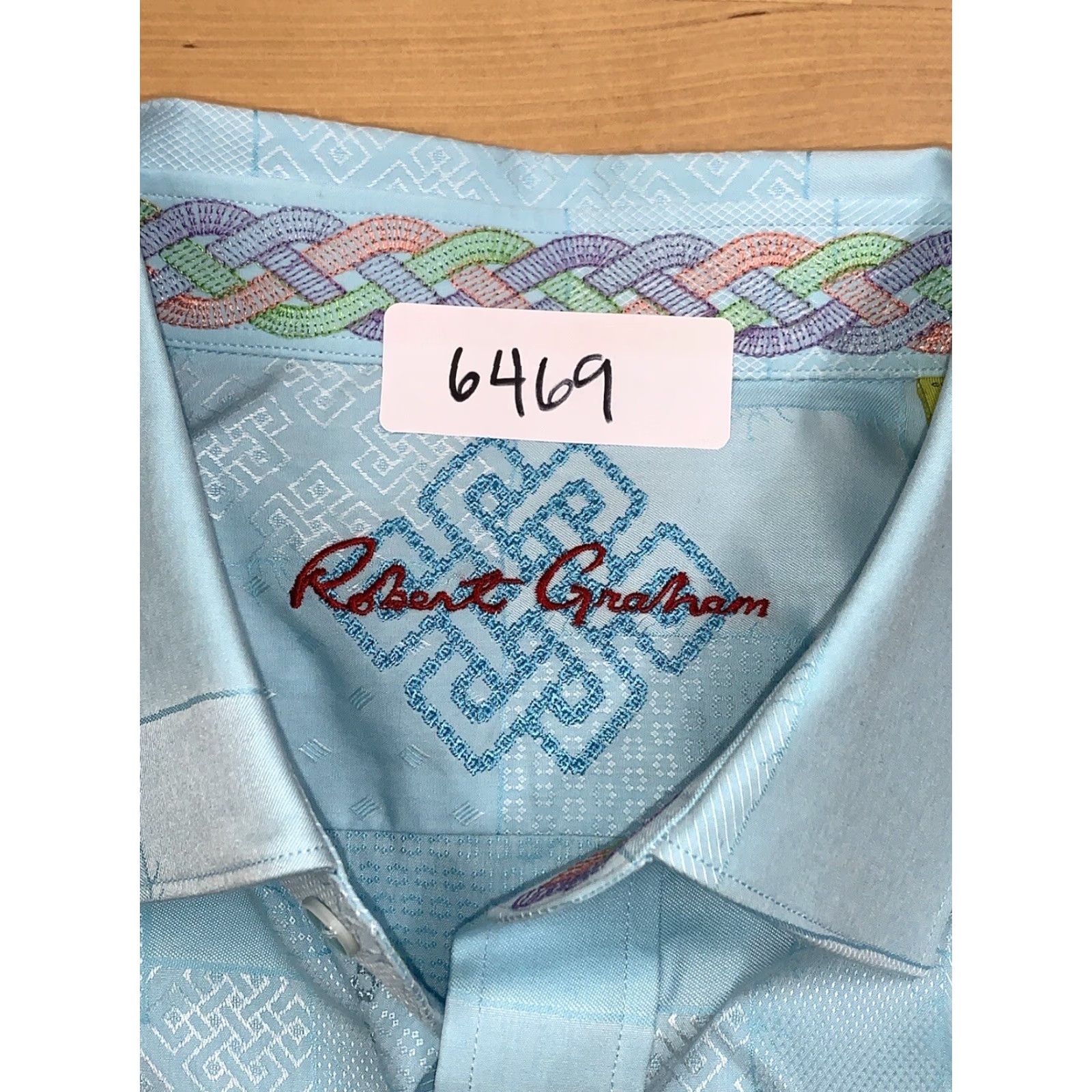 Robert Graham Robert Graham Mens Button-Up Shirt XL Classic Fit Light Blue Patchwork Shirt Size US XL / EU 56 / 4 - 3 Thumbnail