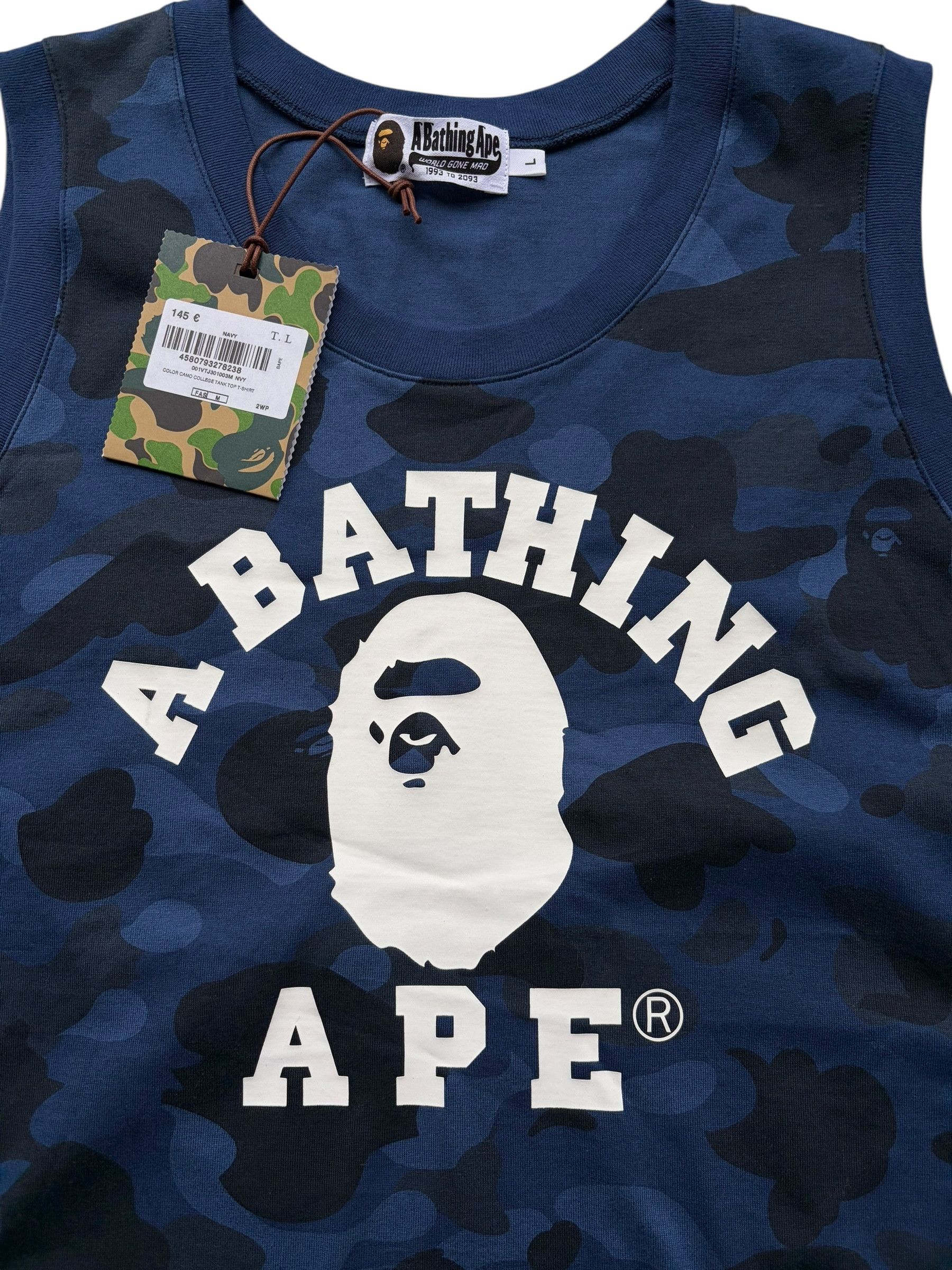 Bape Bape Blue Camo White College Logo Sleeveless Tank Top Size US L / EU 52-54 / 3 - 3 Thumbnail
