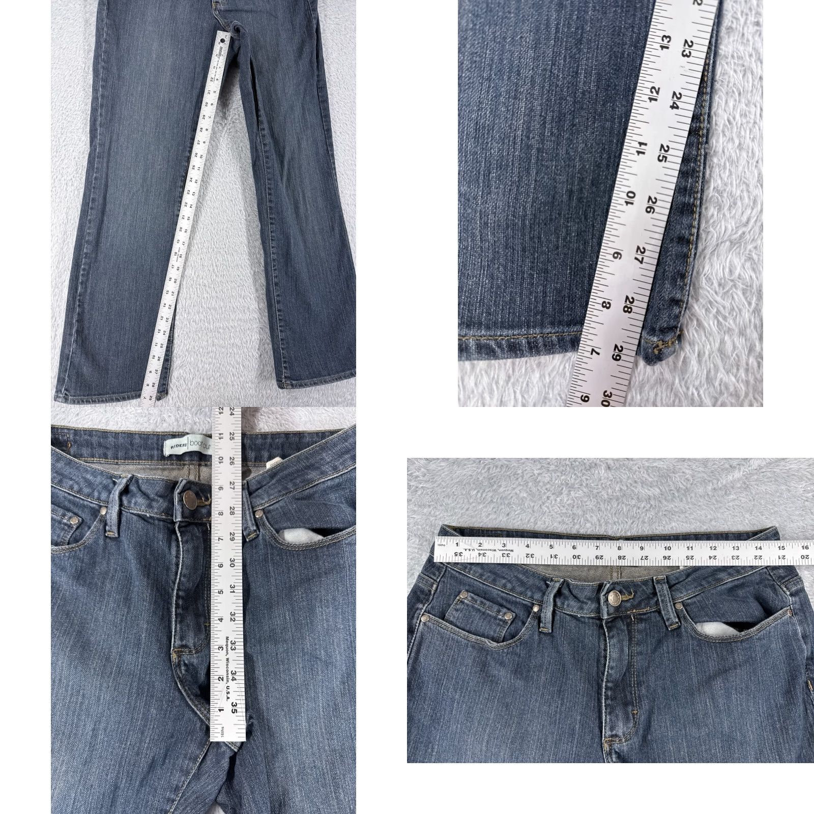Lee Lee Jeans Women Regular Bootcut 30x29 Blue Denim Cotton Blend Stretch Pockets Logo Button Zip Size 32" / US 10 / IT 46 - 8 Thumbnail