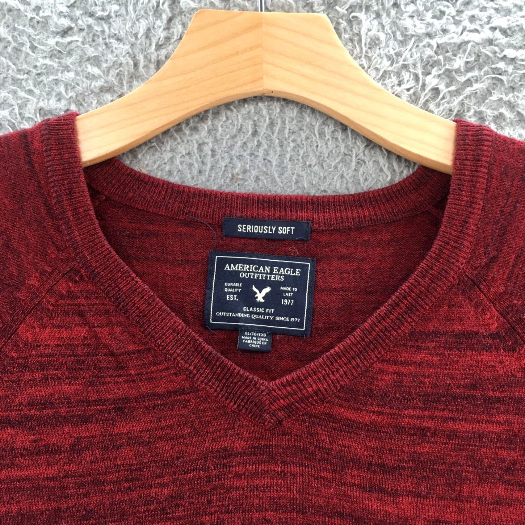 American Eagle Outfitters American Eagle Outfitters Sweater Mens XL Red Cotton Blend Long Sleeve Pullover Size US XL / EU 56 / 4 - 4 Thumbnail