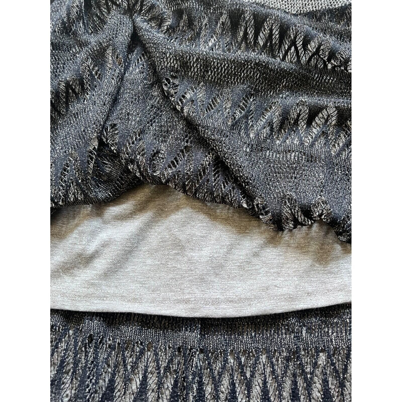 Other Miss Me Maxi Skirt Womens S Silver Black NWT Metallic Size 28" / US 6 / IT 42 - 6 Thumbnail