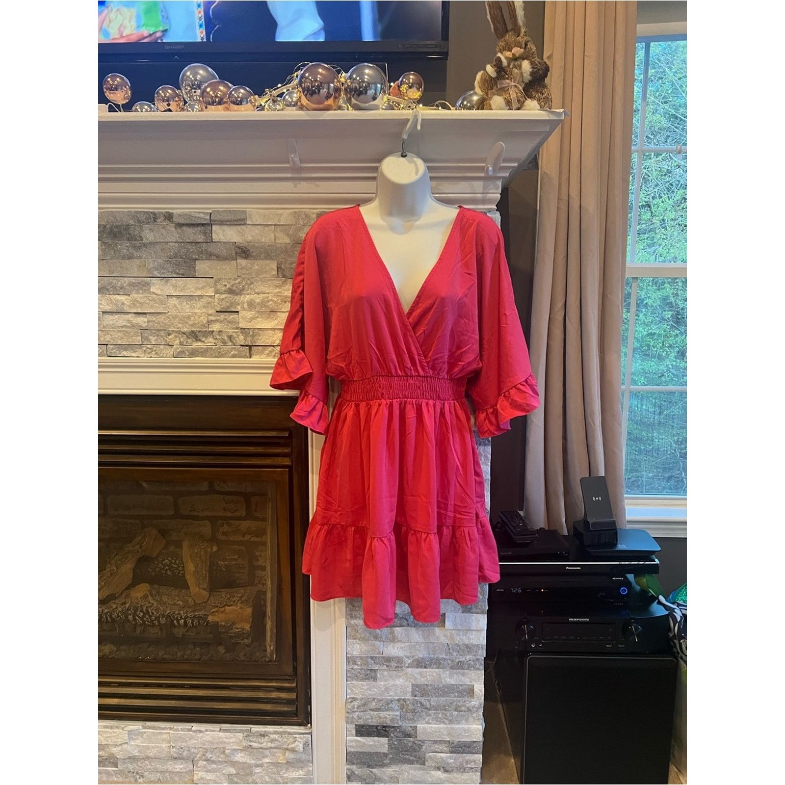 & Other Stories Women’s Hot Pink V-Neck Mini Dress – Size S – NWOT Size S / US 4 / IT 40 - 10 Thumbnail