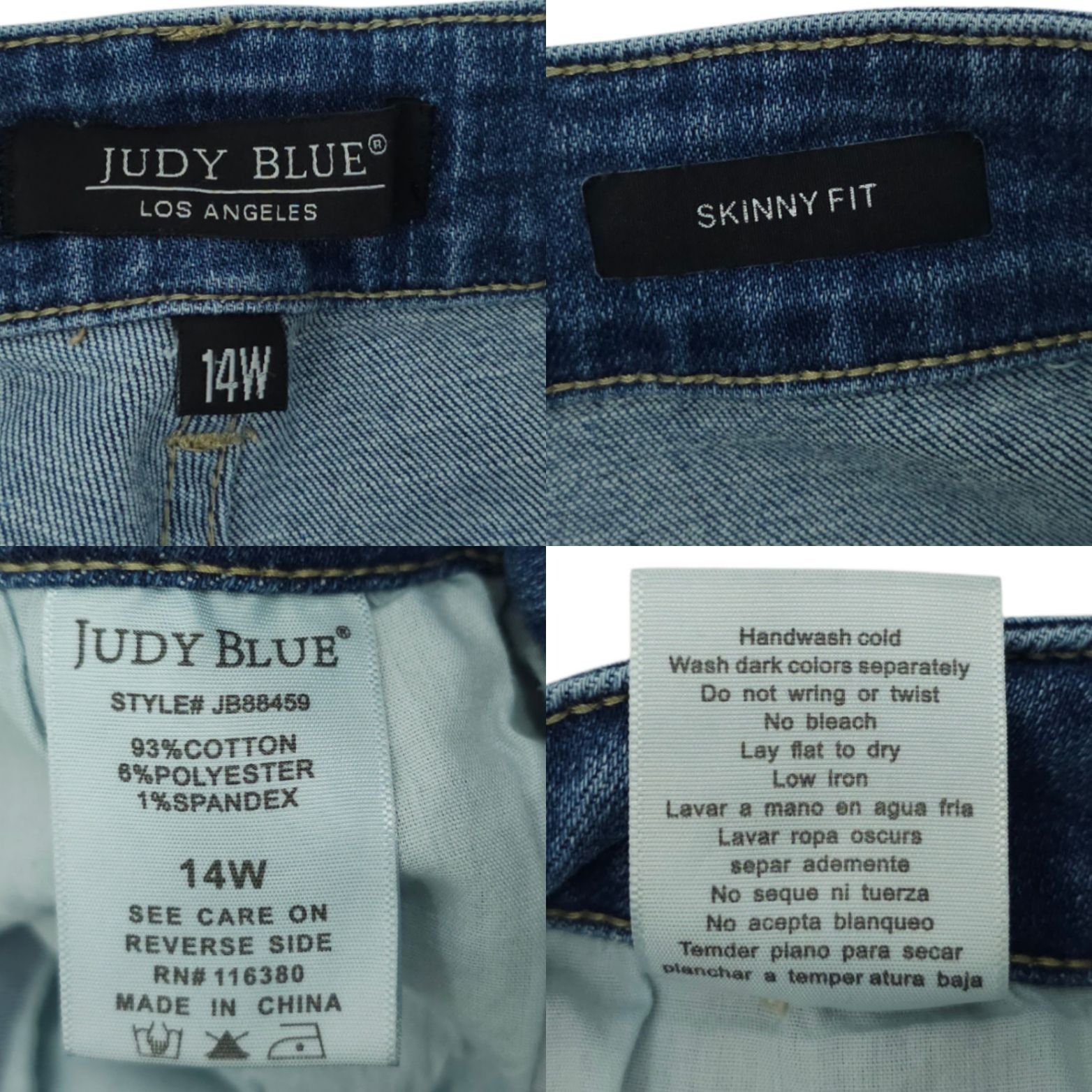 Judy Blue Judy Blue Skinny Jeans 14W High Waist Distressed Frayed Size 31" - 8 Thumbnail