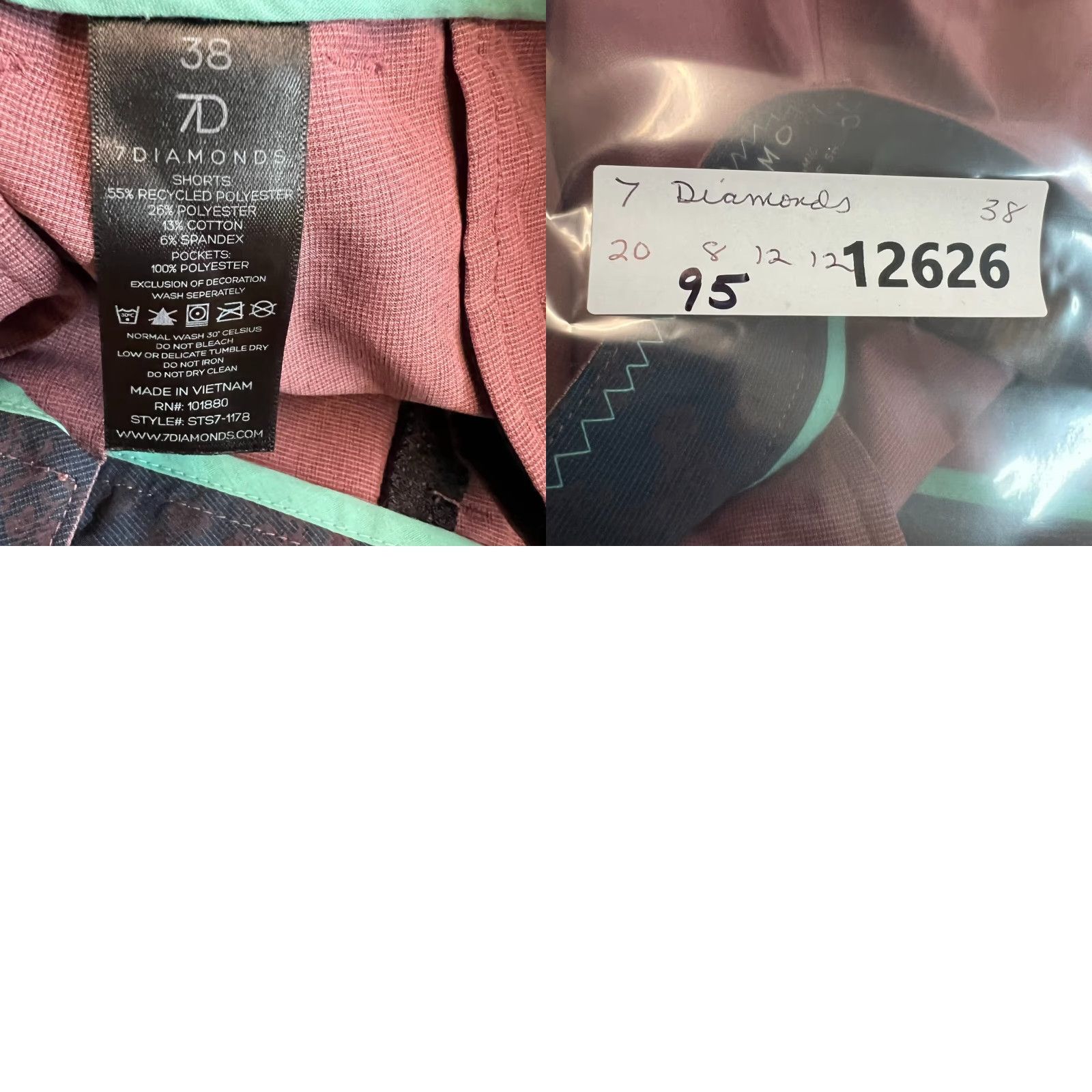 Vintage 7 Diamonds Dynamic Performance Golf Shorts Mens Size 38 Mauve Size US 38 / EU 54 - 8 Thumbnail