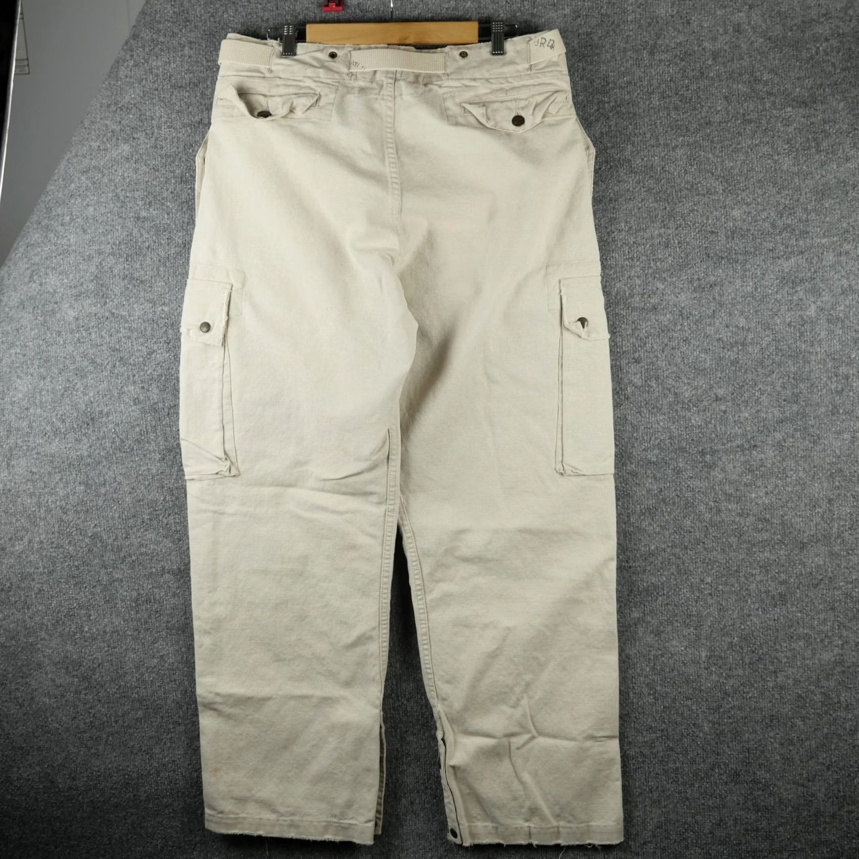Ralph Lauren RRL Ralph Lauren Pants Mens 36x32 Beige Cargo Canvas Linen Utility Baggy Relaxed Straight Front Button Fly Pockets Cargo Pocket WW2 Inspired Size US 36 / EU 52 - 5 Thumbnail
