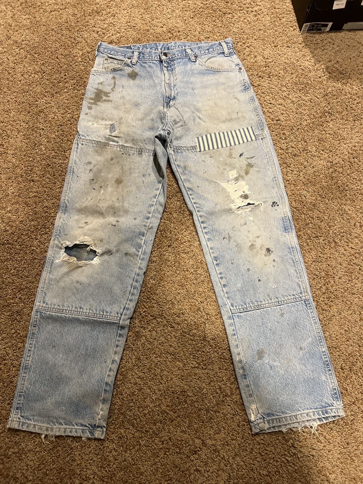 Vintage Vintage Dickies Crazy Distressed Repaired Carpenter Jeans Size US 34 / EU 50 - 1 Thumbnail