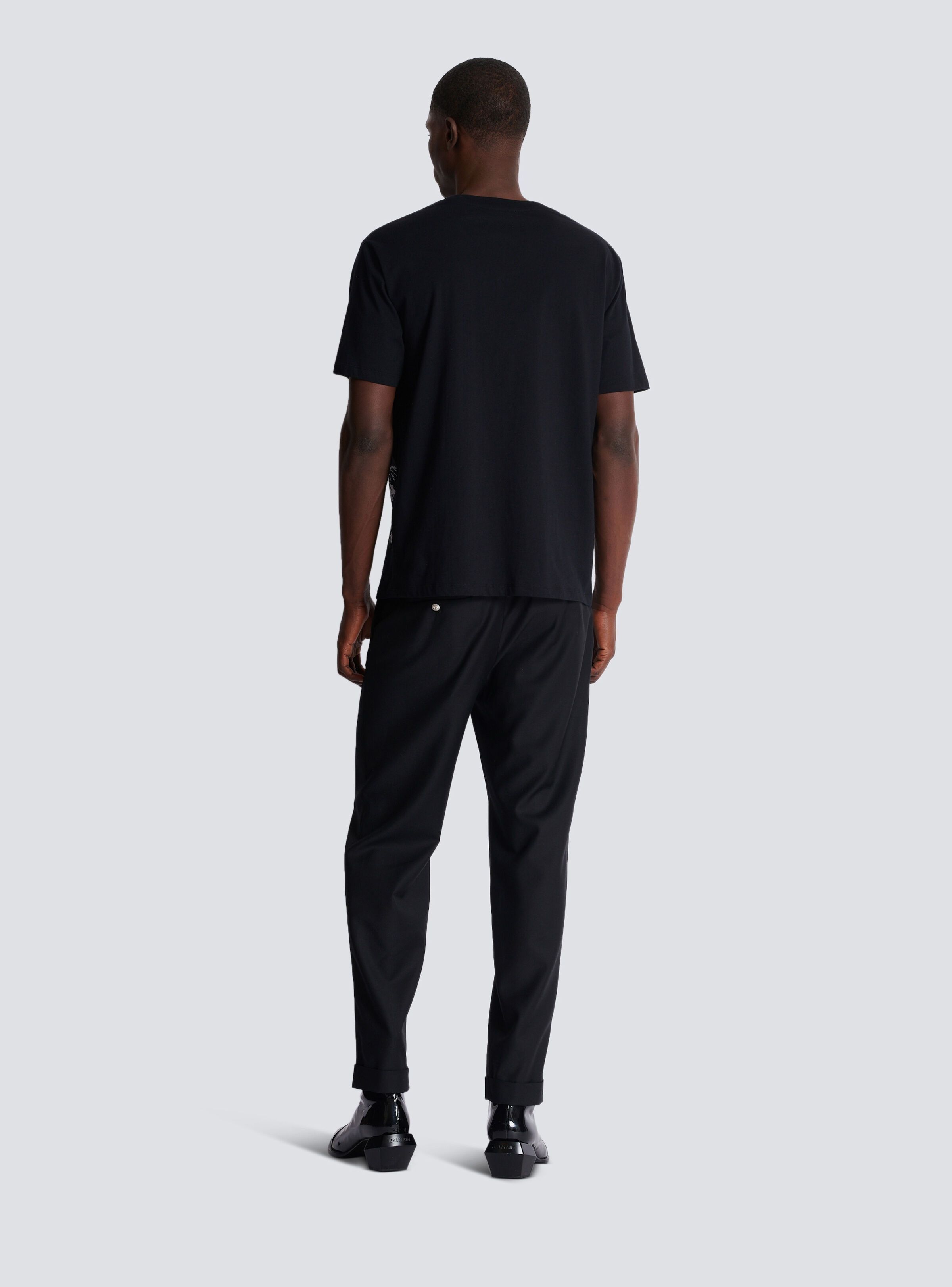 Balmain o1s1wg110925 Palm Tree Print T-Shirt in Black Size US L / EU 52-54 / 3 - 5 Thumbnail