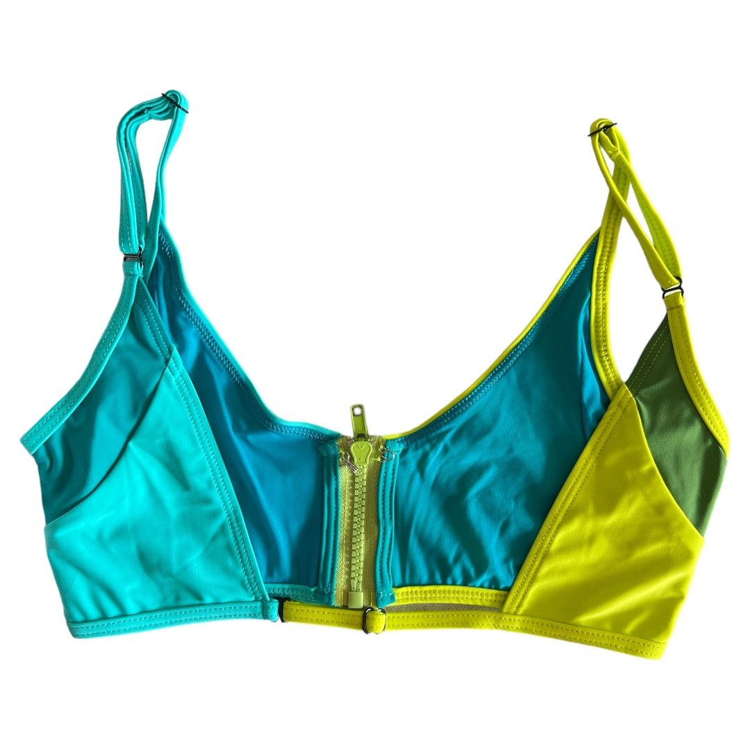 Other CHROMAT Green Color Block Zip Triangle Bikini Top, Large Size ONE SIZE - 4 Thumbnail