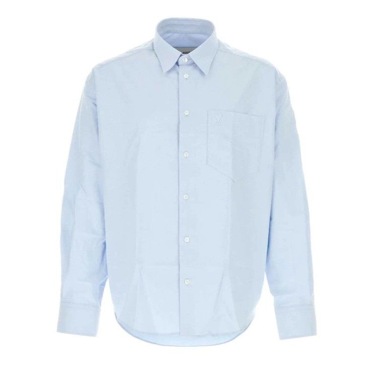 AMI Ami Paris Ami de Coeur Logo Embossed Boxy Shirt Blue Men’s S Size US S / EU 44-46 / 1 - 1 Thumbnail