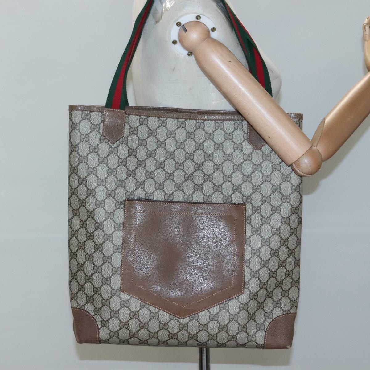 Gucci GUCCI GG Supreme Web Sherry Line Tote Bag Pvc Beige 002 904 Size ONE SIZE - 21 Thumbnail