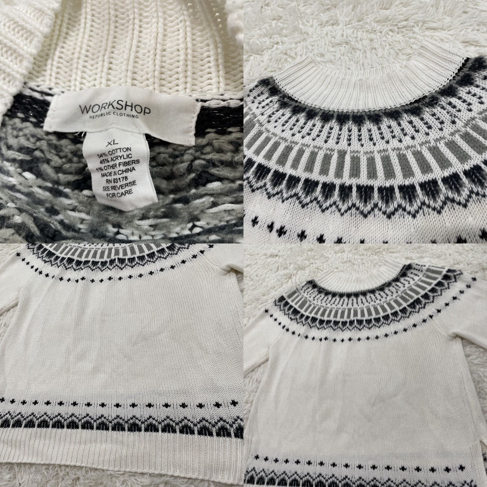Vintage VINTAGE WORKSHOP Republic Clothing Sweater XL FairIsle Nordic Blue White Knit Jumper XL Size XL / US 12-14 / IT 48-50 - 9 Thumbnail