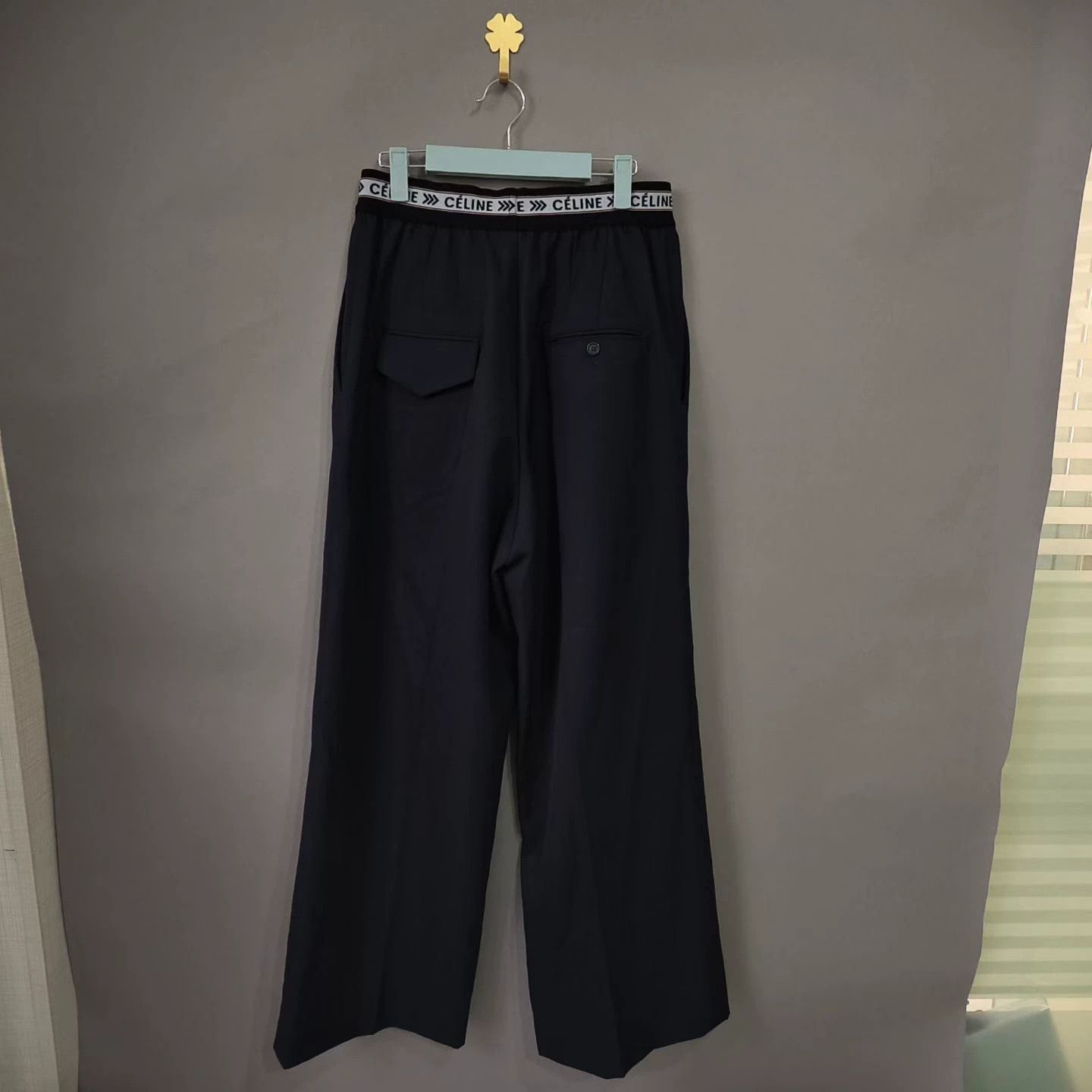 Celine Celine Wool Black Belt Logo Pants Size 27" / US 4 / IT 40 - 2 Thumbnail