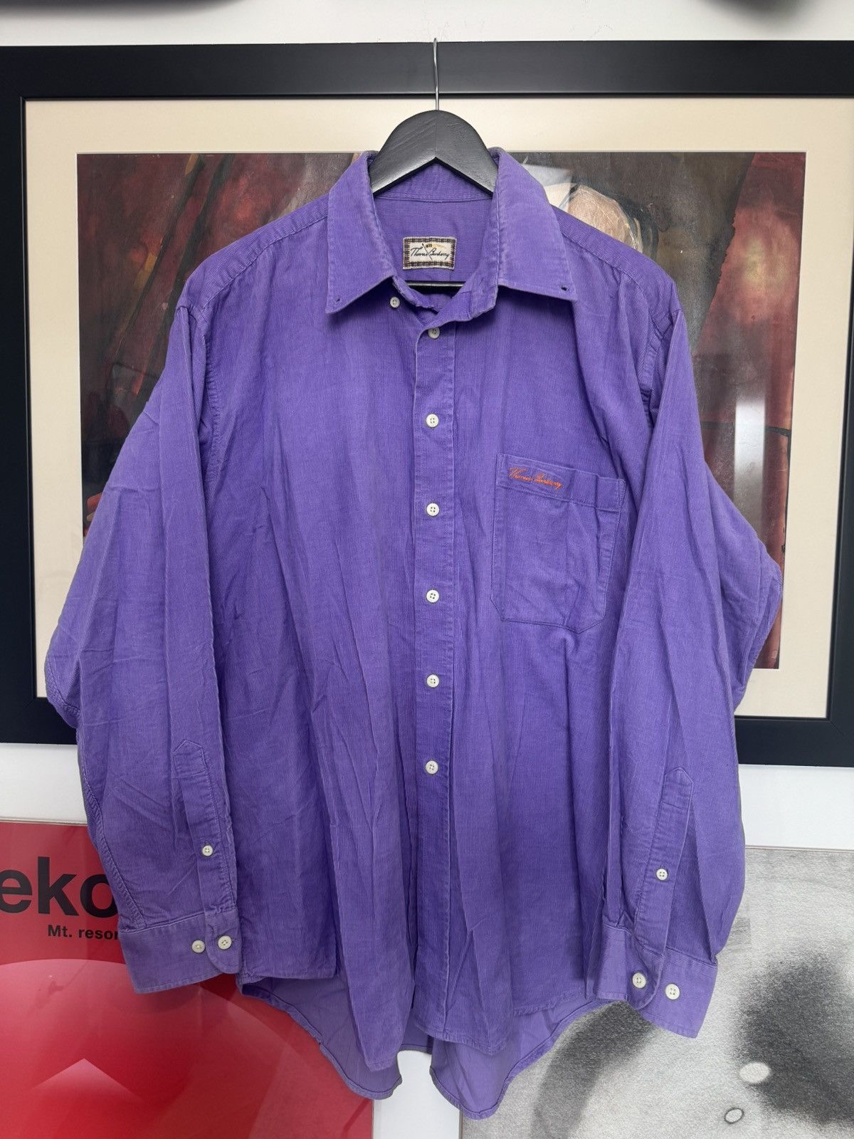 Burberry Thomas Burberry Button Up Shirt Vintage 90s Corduroy Purple Size US XL / EU 56 / 4 - 1 Thumbnail