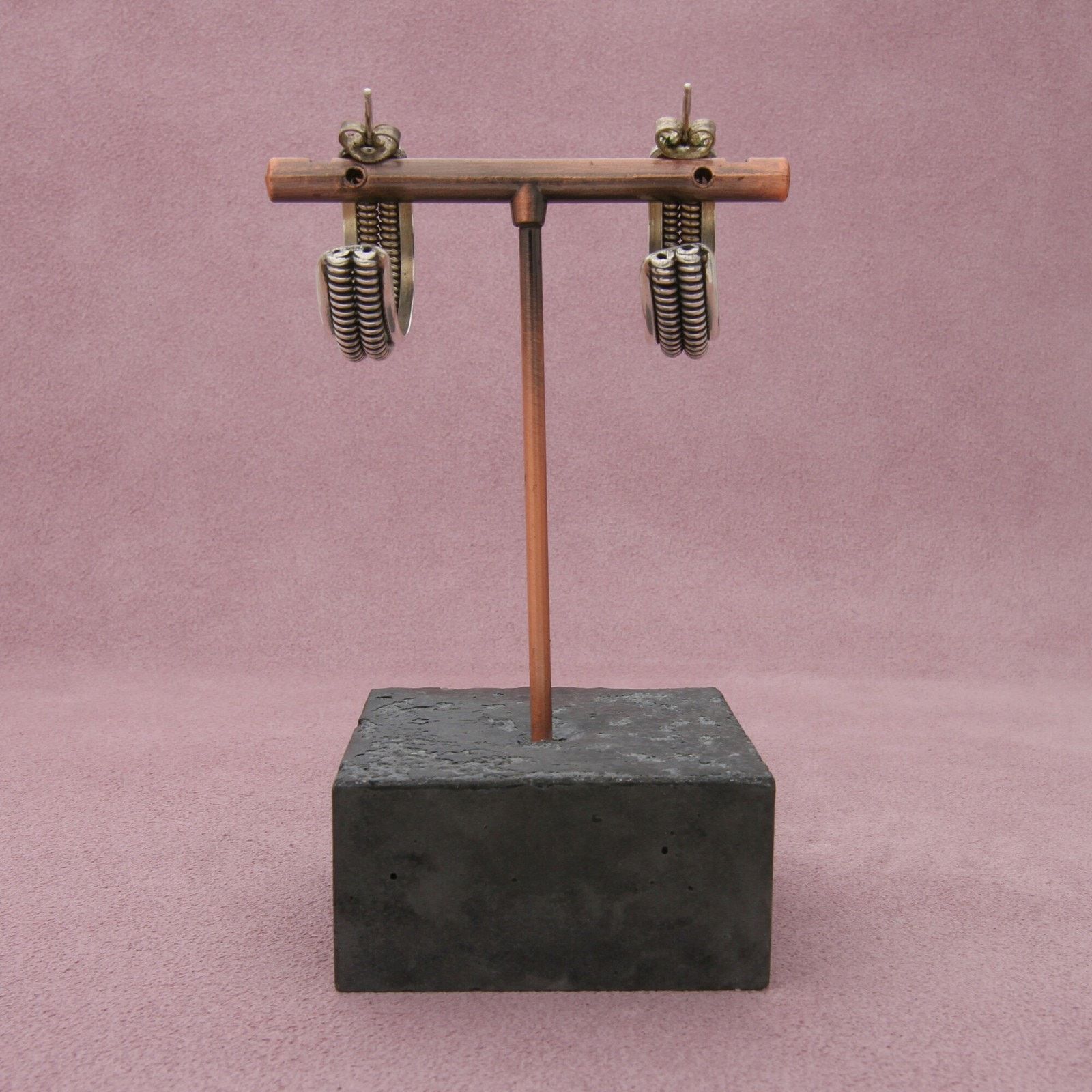 sterling silver vintage twisted j-hoop post earrings Earrings