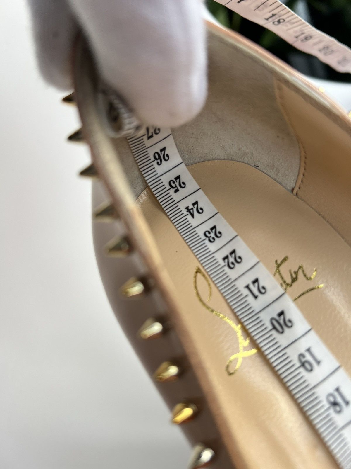 Christian Louboutin Christian Louboutin Nude Patent Spiked Heels Size 37 Size US 7 / IT 37 - 23 Thumbnail
