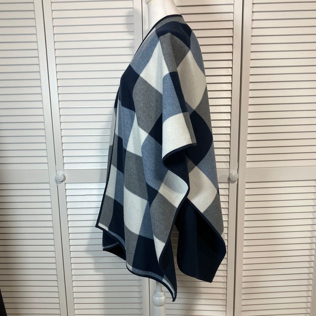 Other Woolrich Reversible Blue Plaid Fleece Poncho Cape One Size Size ONE SIZE - 2 Thumbnail