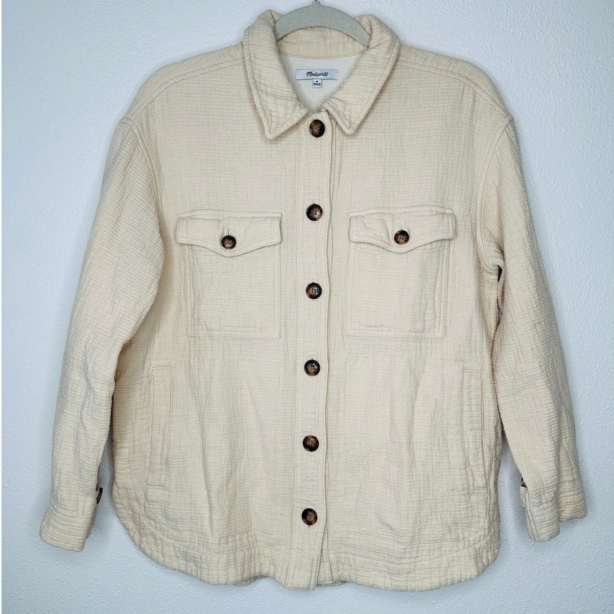 Madewell Madewell Oatmeal Long Sleeve Button Shirt Jacket Medium Size M / US 6-8 / IT 42-44 - 2 Thumbnail