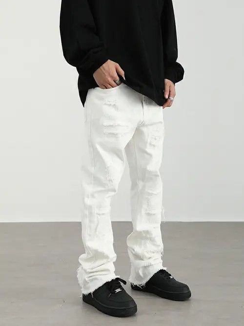 ripped flared damaged jeans