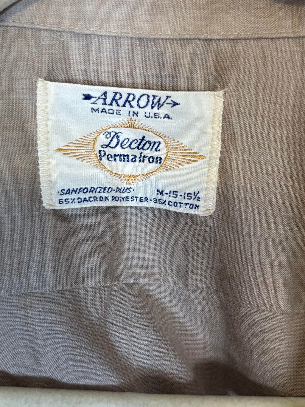 Arrow Vintage Arrow Shirt Minimal Tan Embroidered M Size US M / EU 48-50 / 2 - 6 Thumbnail