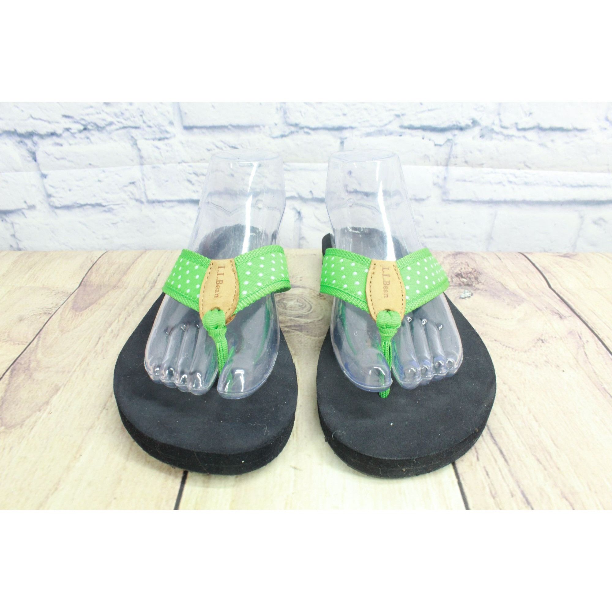 L.L. Bean LL Bean Green Polka Dot Nylon Thong Flip Flops Women's 9 M Size US 9 / IT 39 - 4 Thumbnail