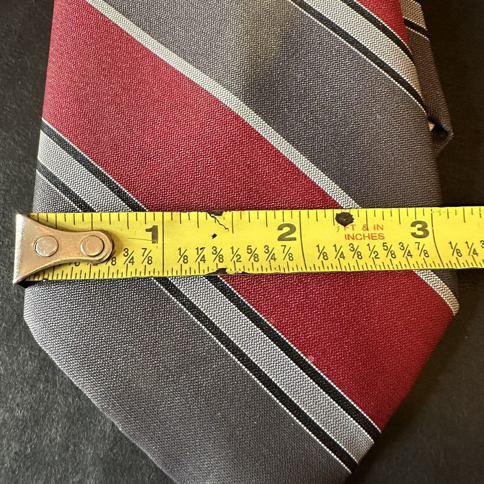 Other Johnny Carson Neck Tie Polyester Red/Grey/Black Striped VTG Size ONE SIZE - 8 Thumbnail