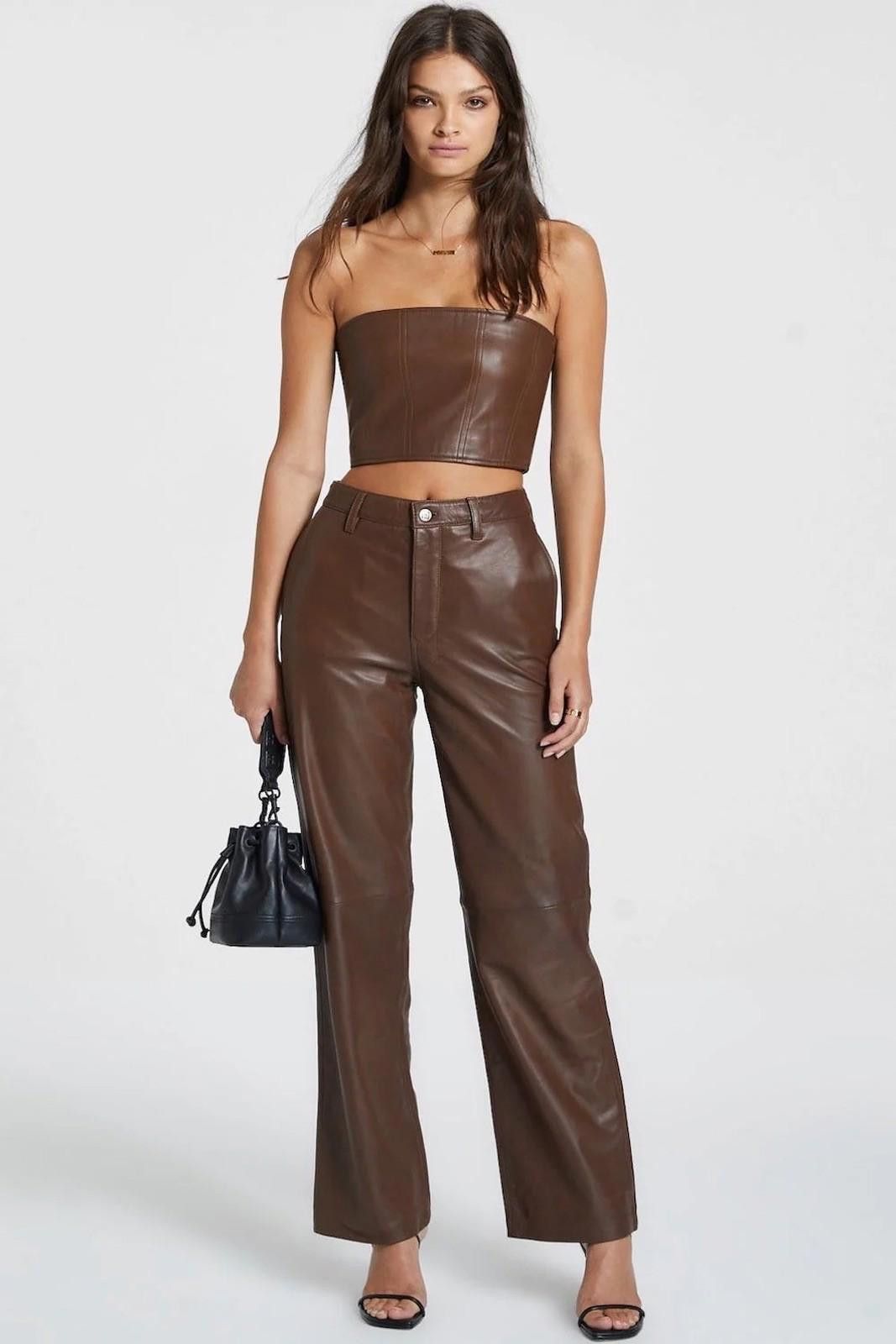 Ksubi brand new Ksubi Crossin Bustier Top brown leather large Size L / US 10 / IT 46 - 2 Thumbnail